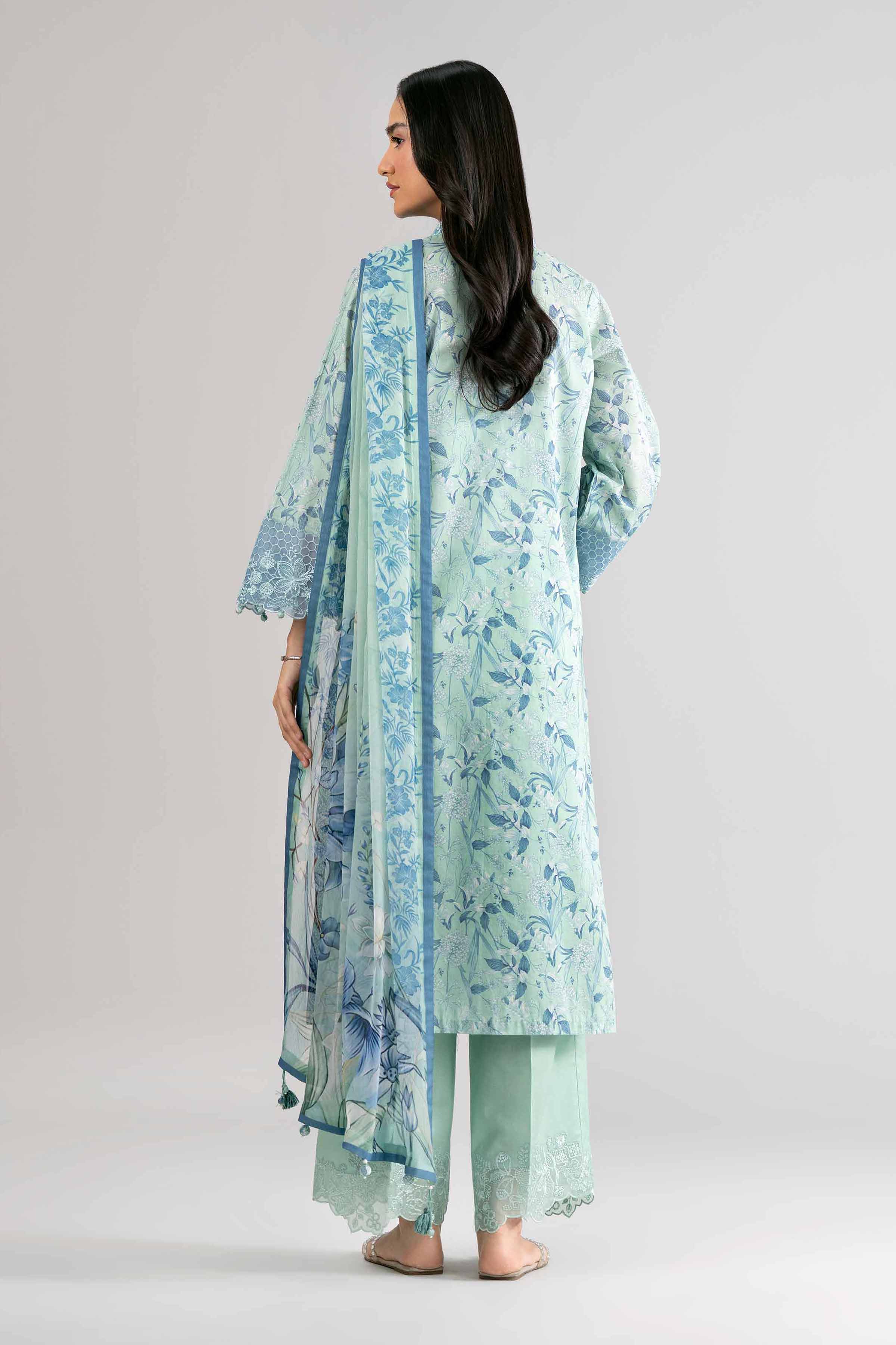 3 Piece - Digital Printed Embroidered Suit - 42601751 Green Lawn 3PC Embroidered