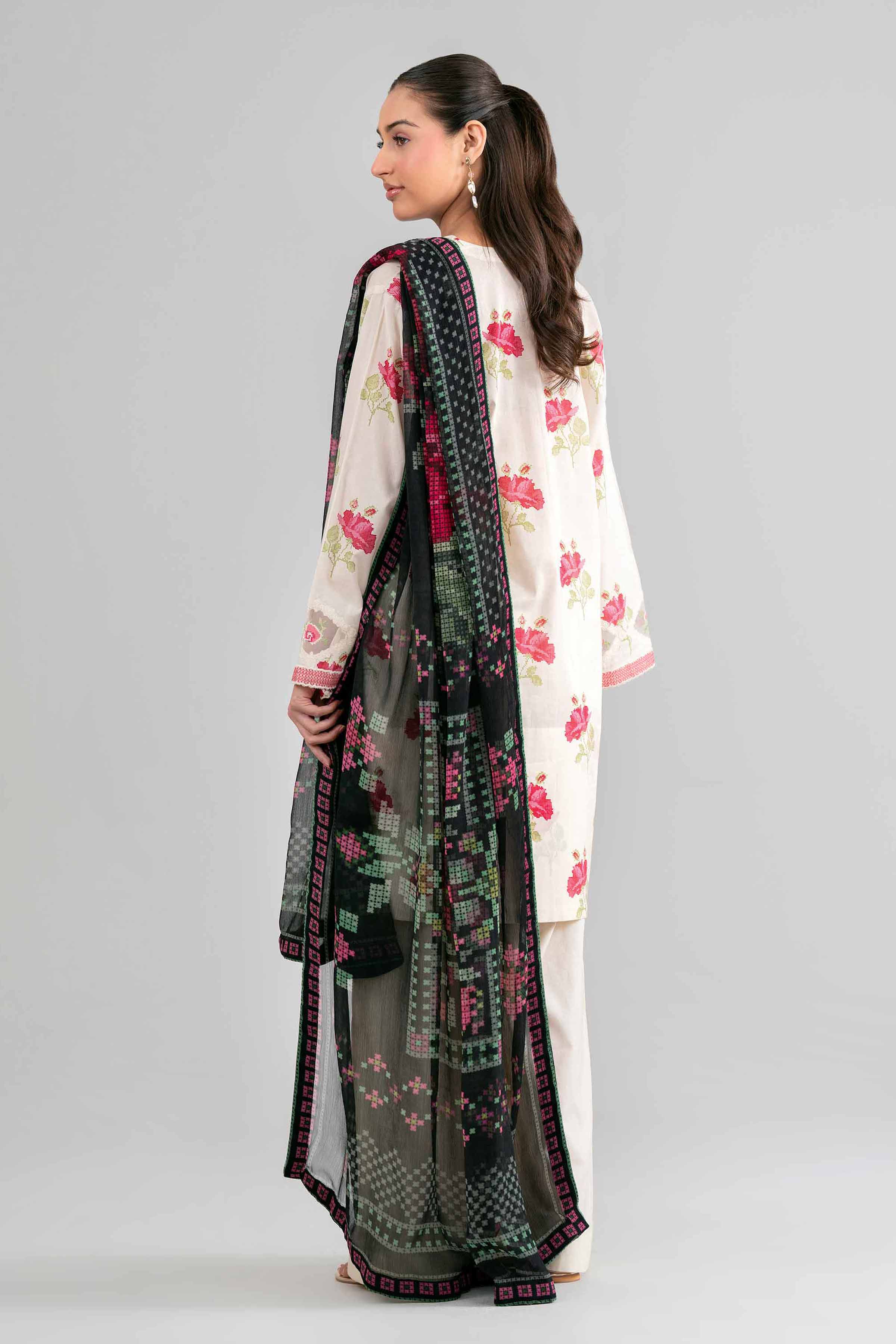 3 Piece - Digital Printed Embroidered Suit - 42601753 Cream Lawn 3PC Embroidered
