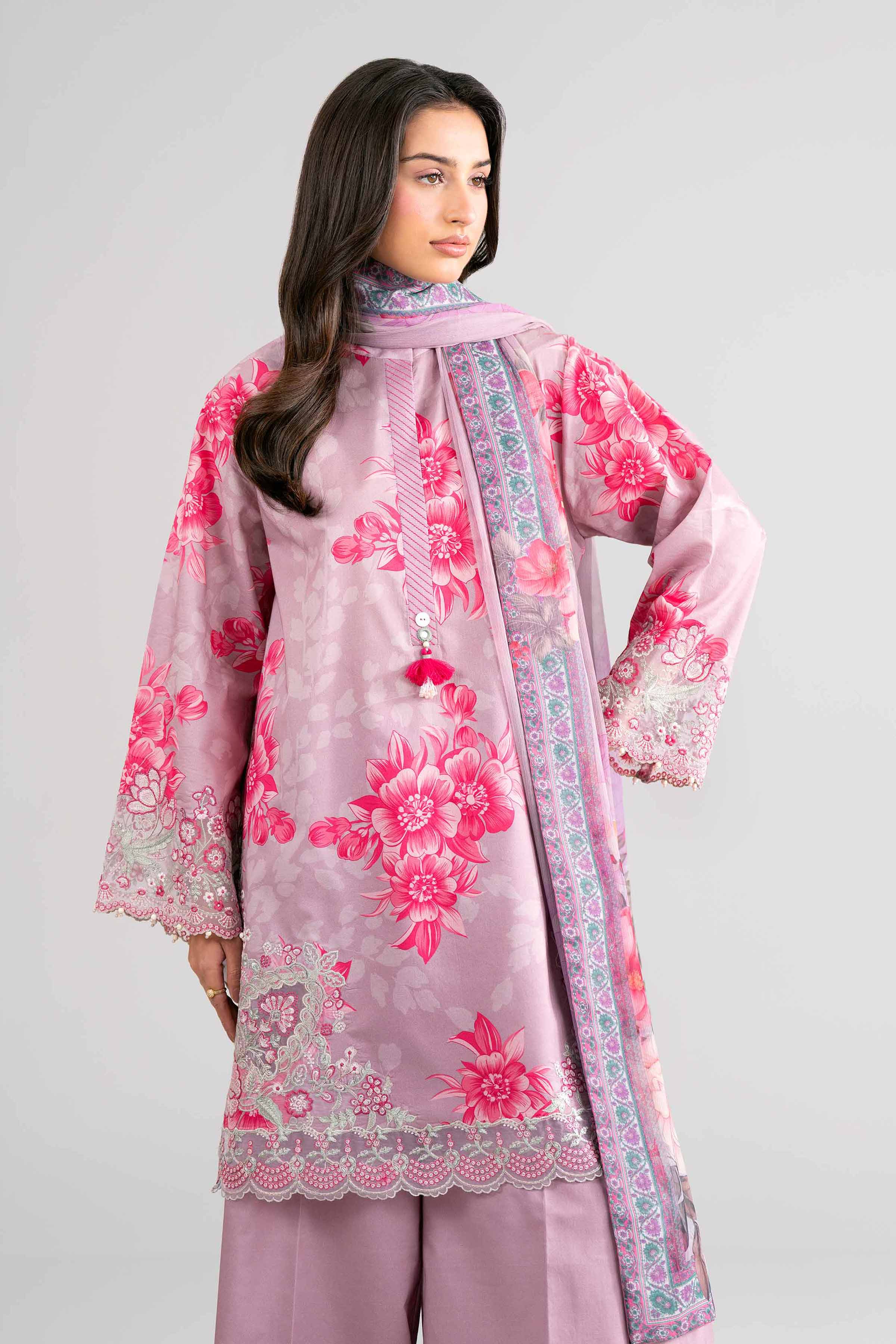 3 Piece - Digital Printed Embroidered Suit - 42601754 Purple Lawn 3PC Embroidered