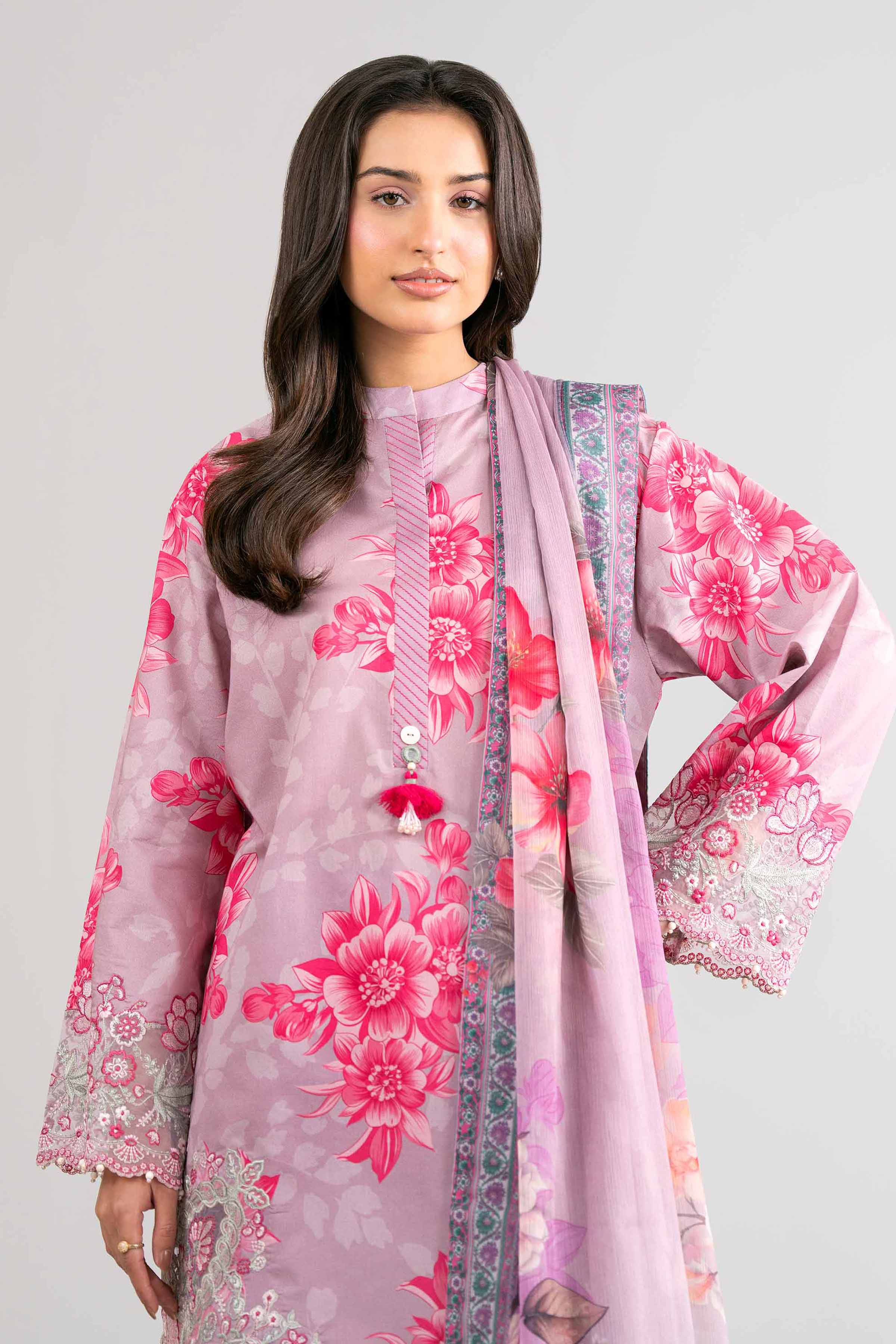 3 Piece - Digital Printed Embroidered Suit - 42601754 Purple Lawn 3PC Embroidered