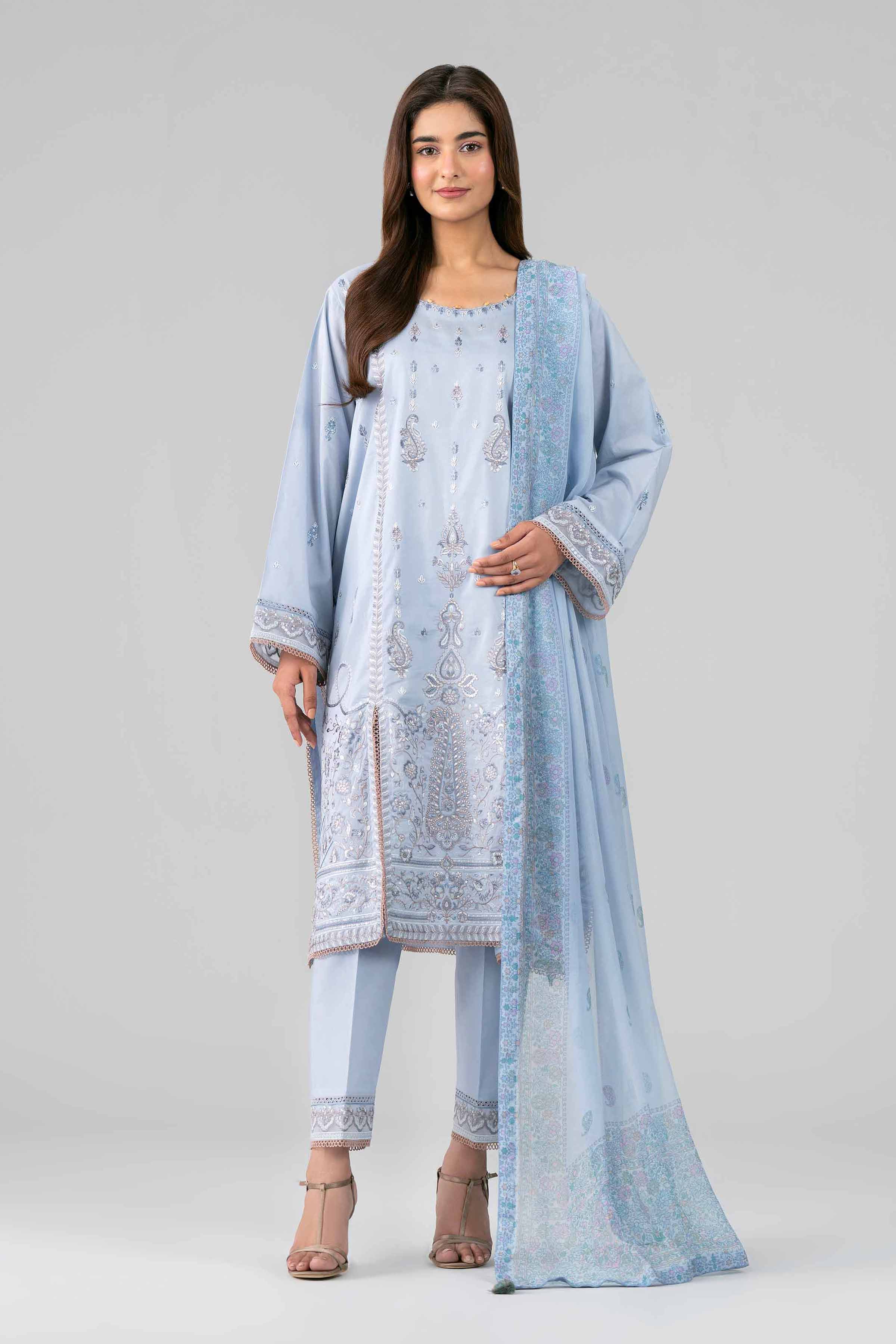 3 Piece - Digital Printed Embroidered Suit - 42601770 Grey Lawn 3PC Embroidered