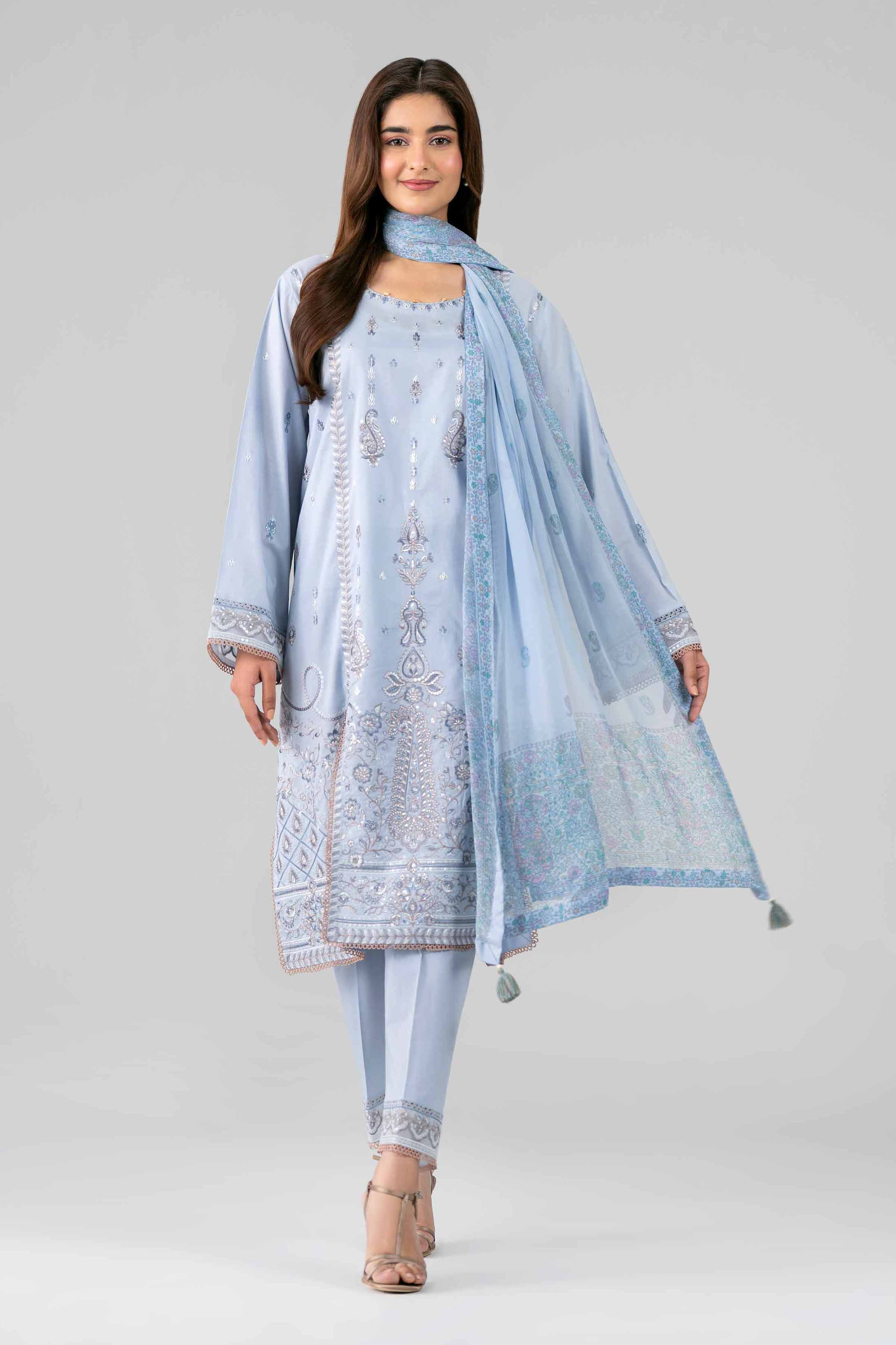 3 Piece - Digital Printed Embroidered Suit - 42601770 Grey Lawn 3PC Embroidered