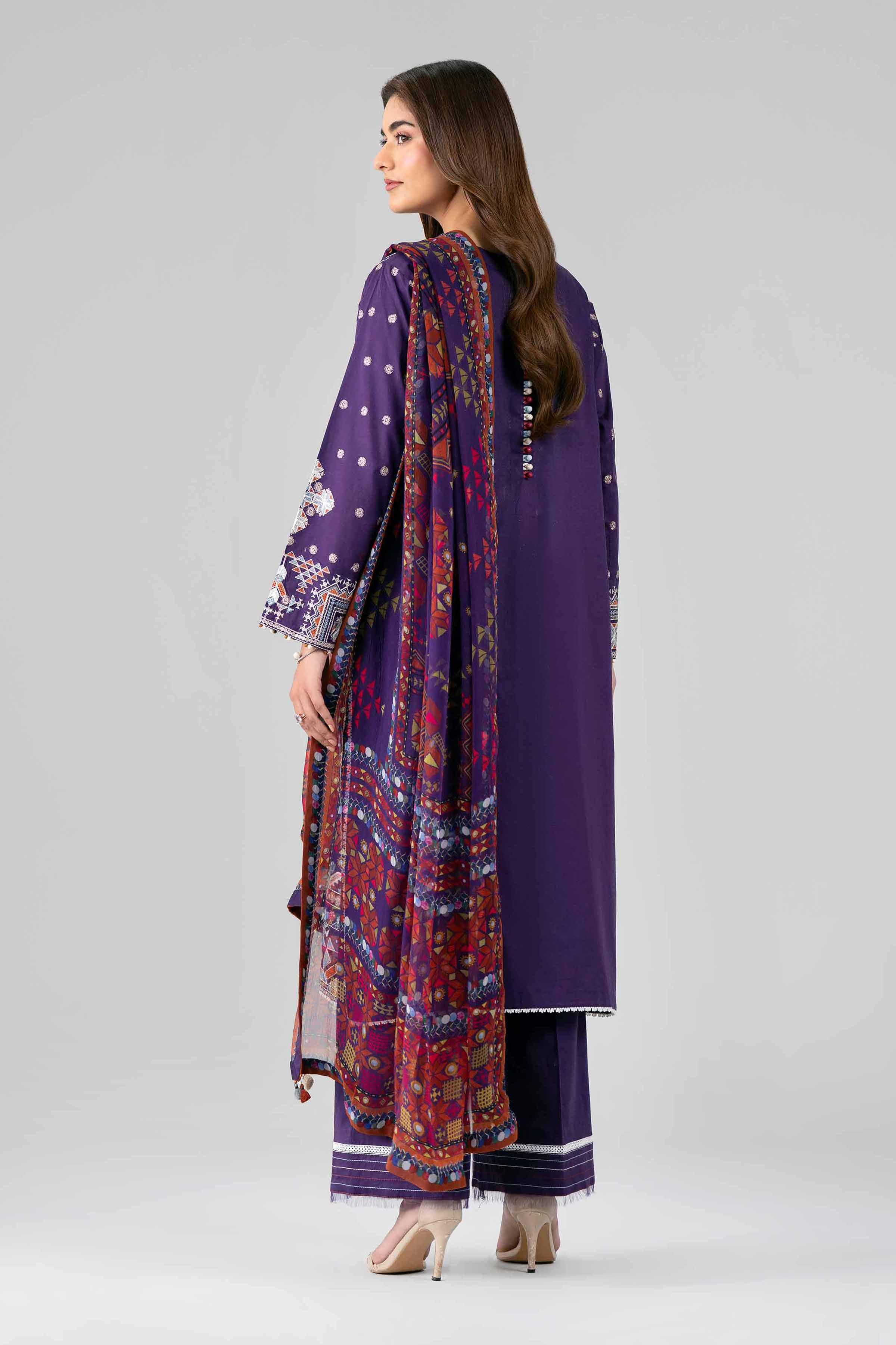 3 Piece - Digital Printed Embroidered Suit - 42601772 Purple Lawn 3PC Embroidered
