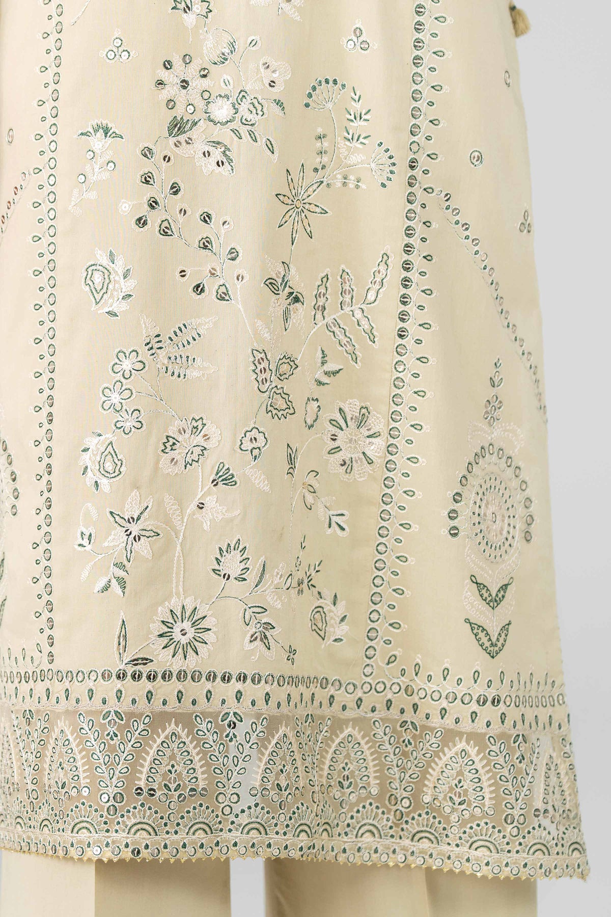 NISHAT UAE 3Pc Embroidered Unstitched Women Beige Lawn Suit