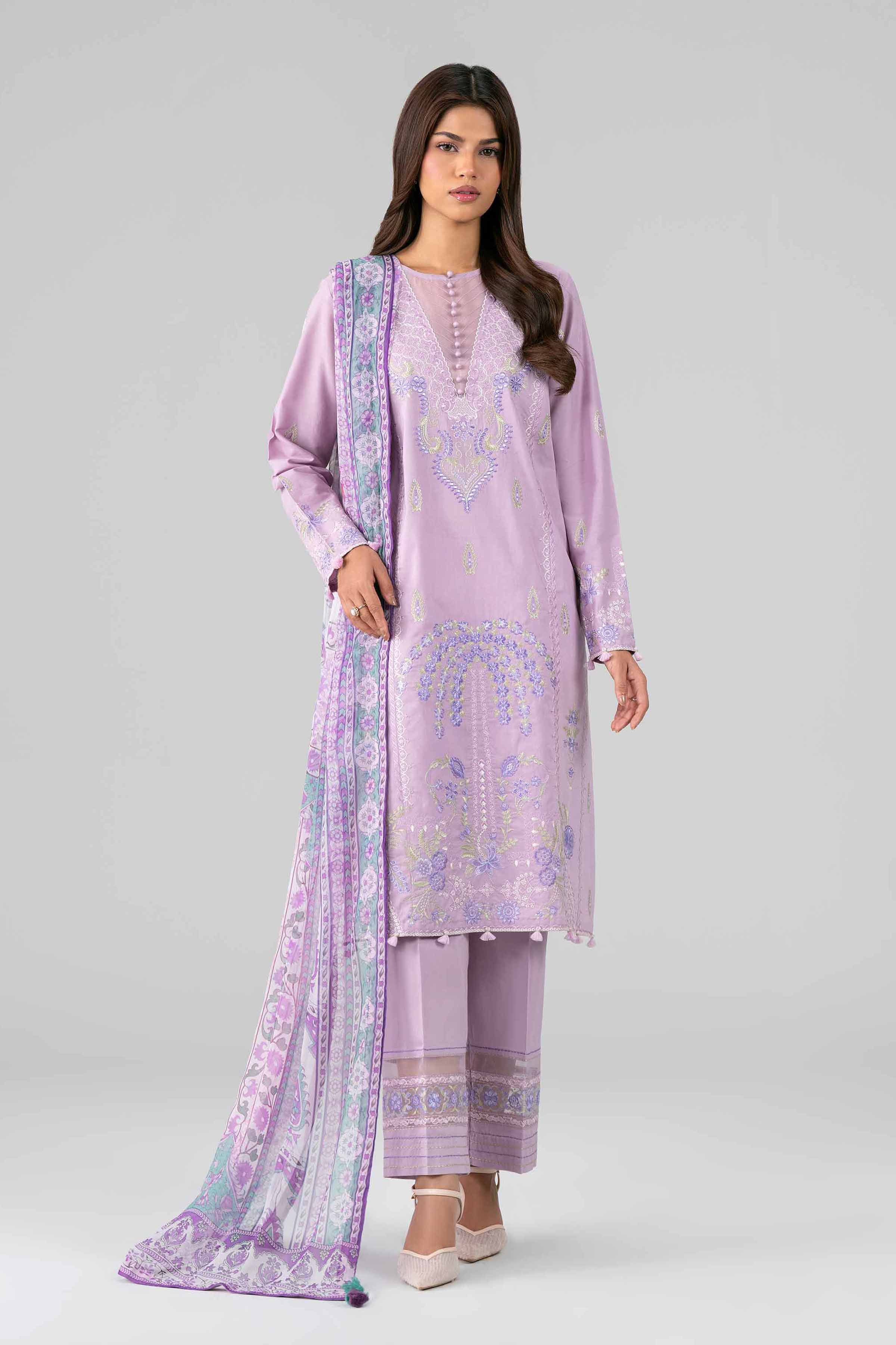3 Piece - Digital Printed Embroidered Suit - 42601775 Nishat UAE Purple Lawn 3PC Embroidered