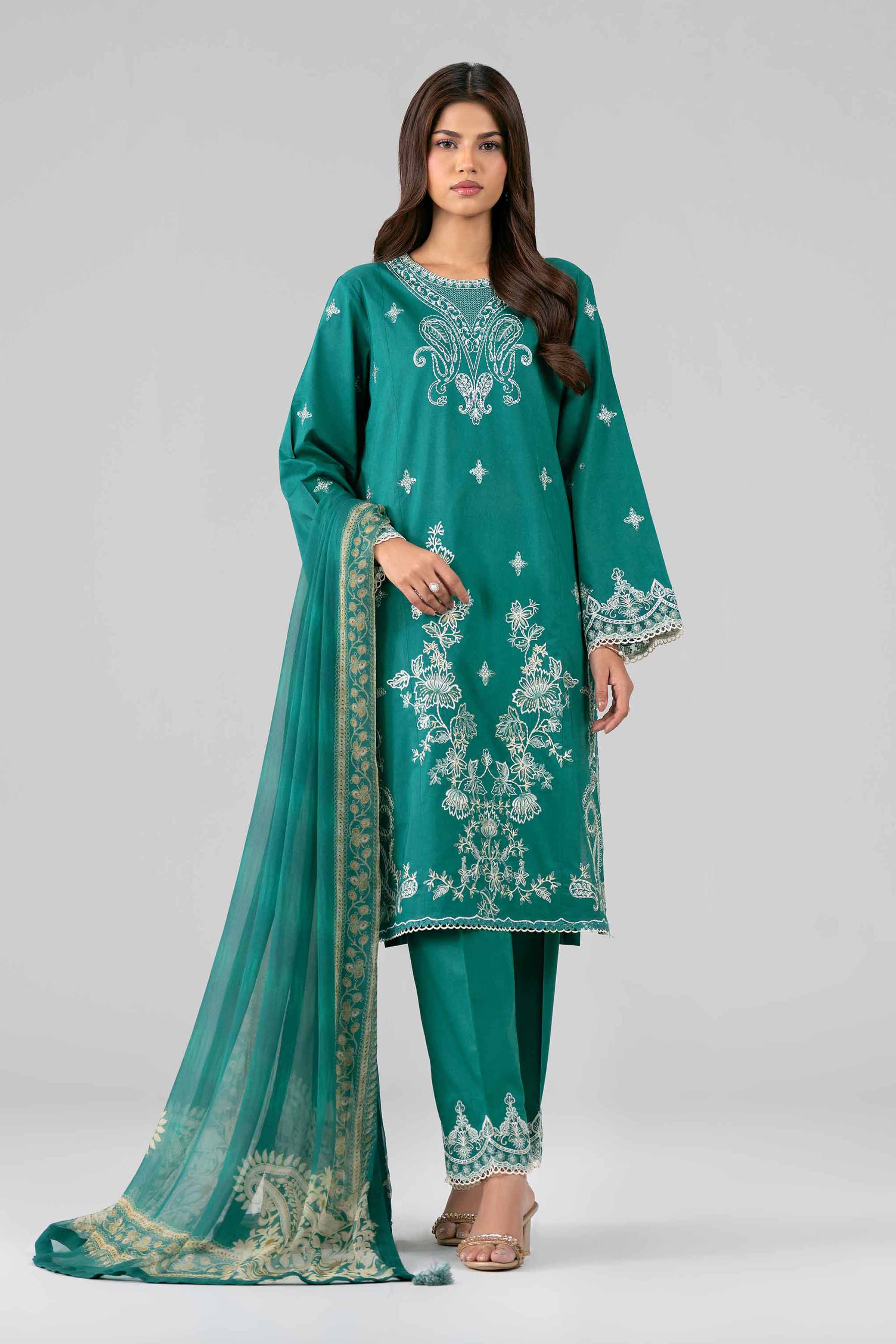 3 Piece - Digital Printed Embroidered Suit - 42601778 Nishat UAE Green Lawn 3PC Embroidered