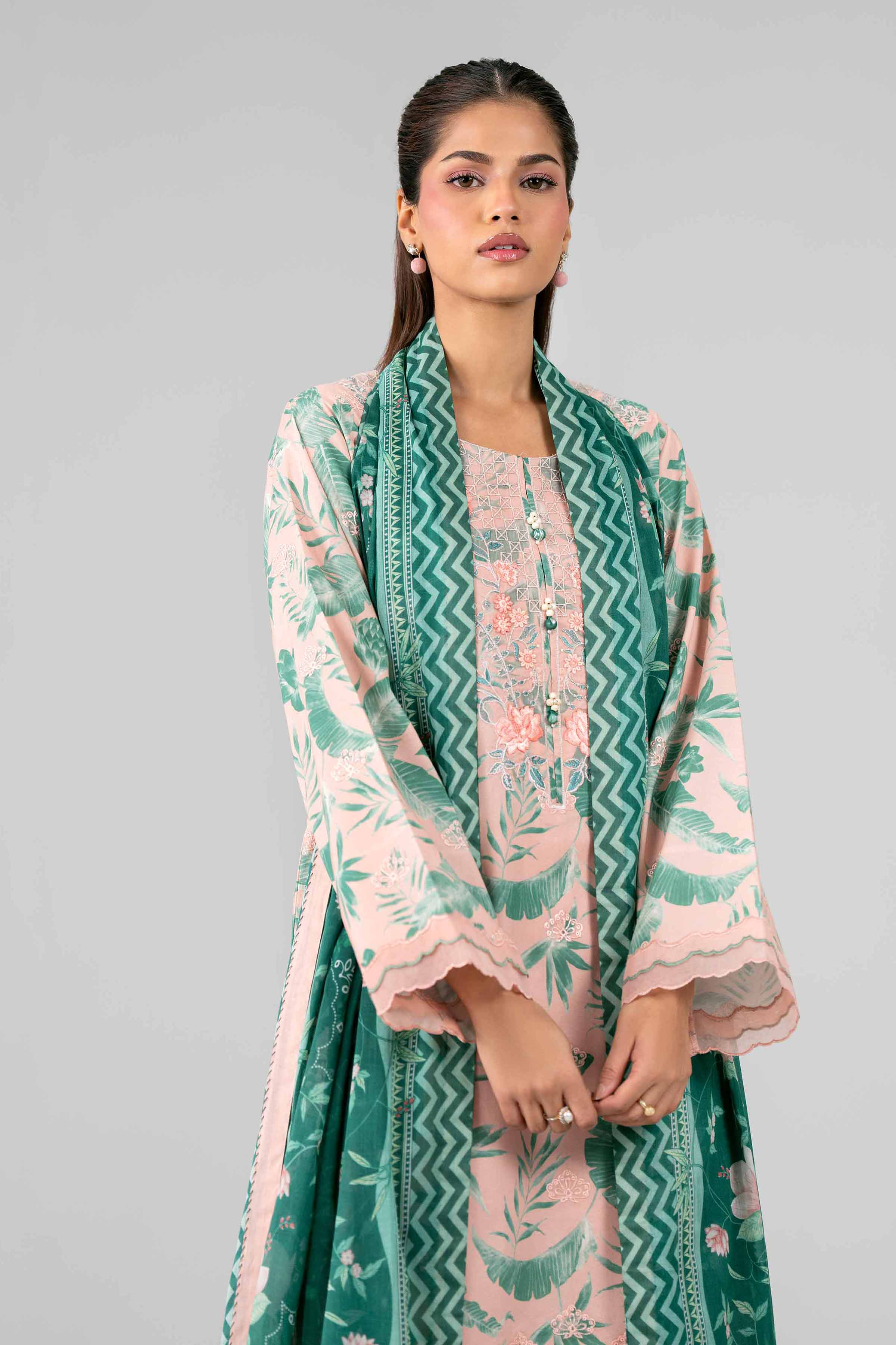 3 Piece - Printed Embroidered Suit - 42601779 Pink Lawn 3PC Embroidered