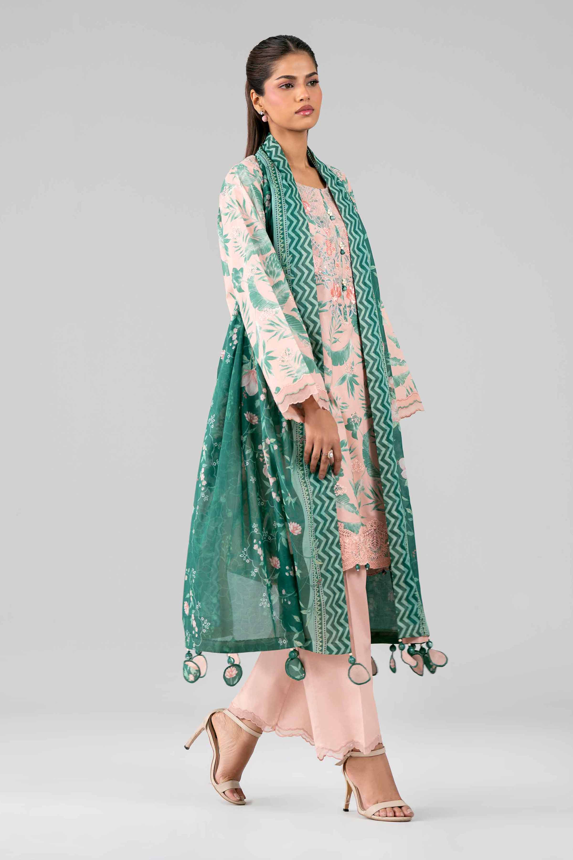 3 Piece - Printed Embroidered Suit - 42601779 Pink Lawn 3PC Embroidered