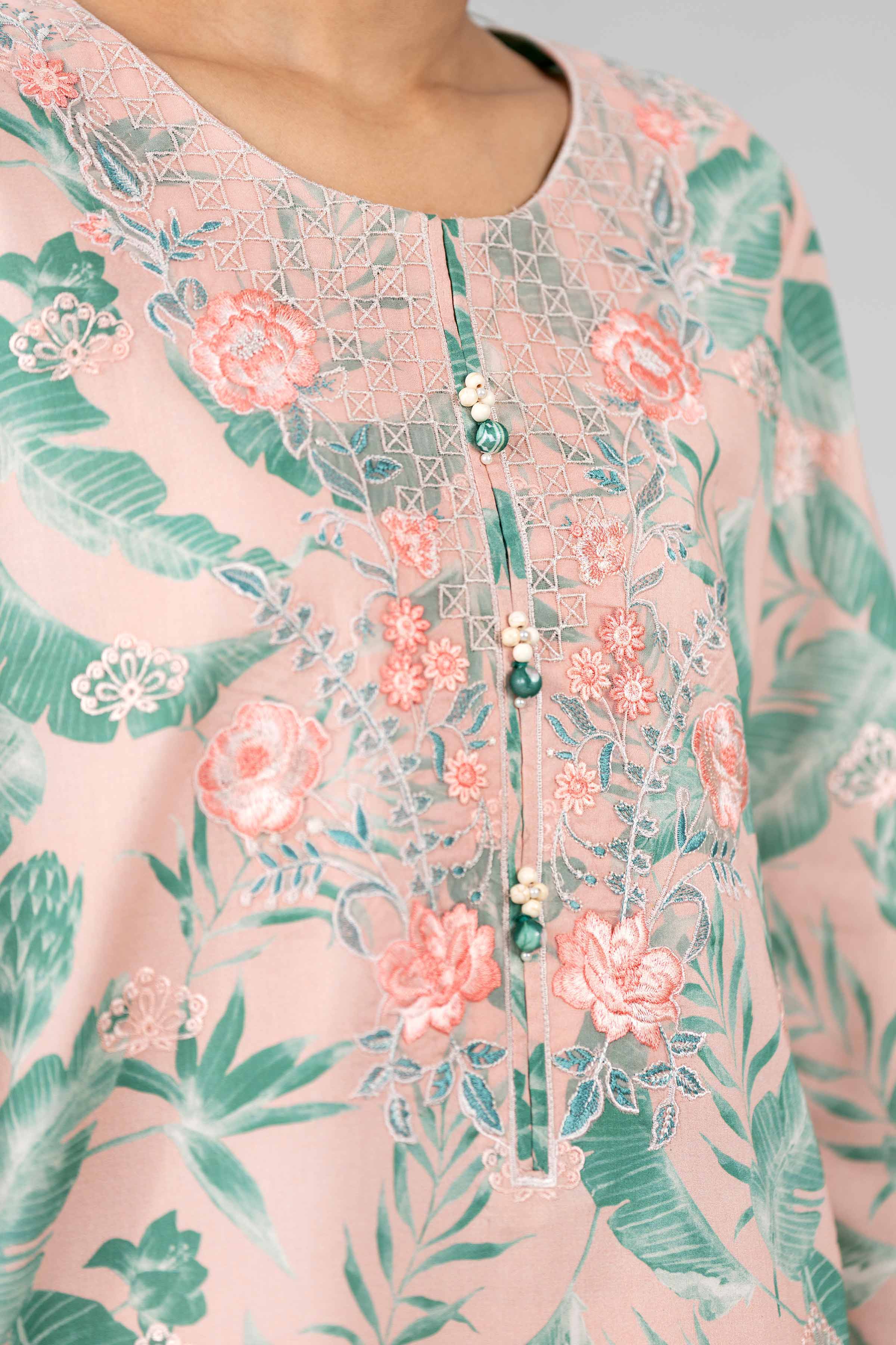 3 Piece - Printed Embroidered Suit - 42601779 Pink Lawn 3PC Embroidered