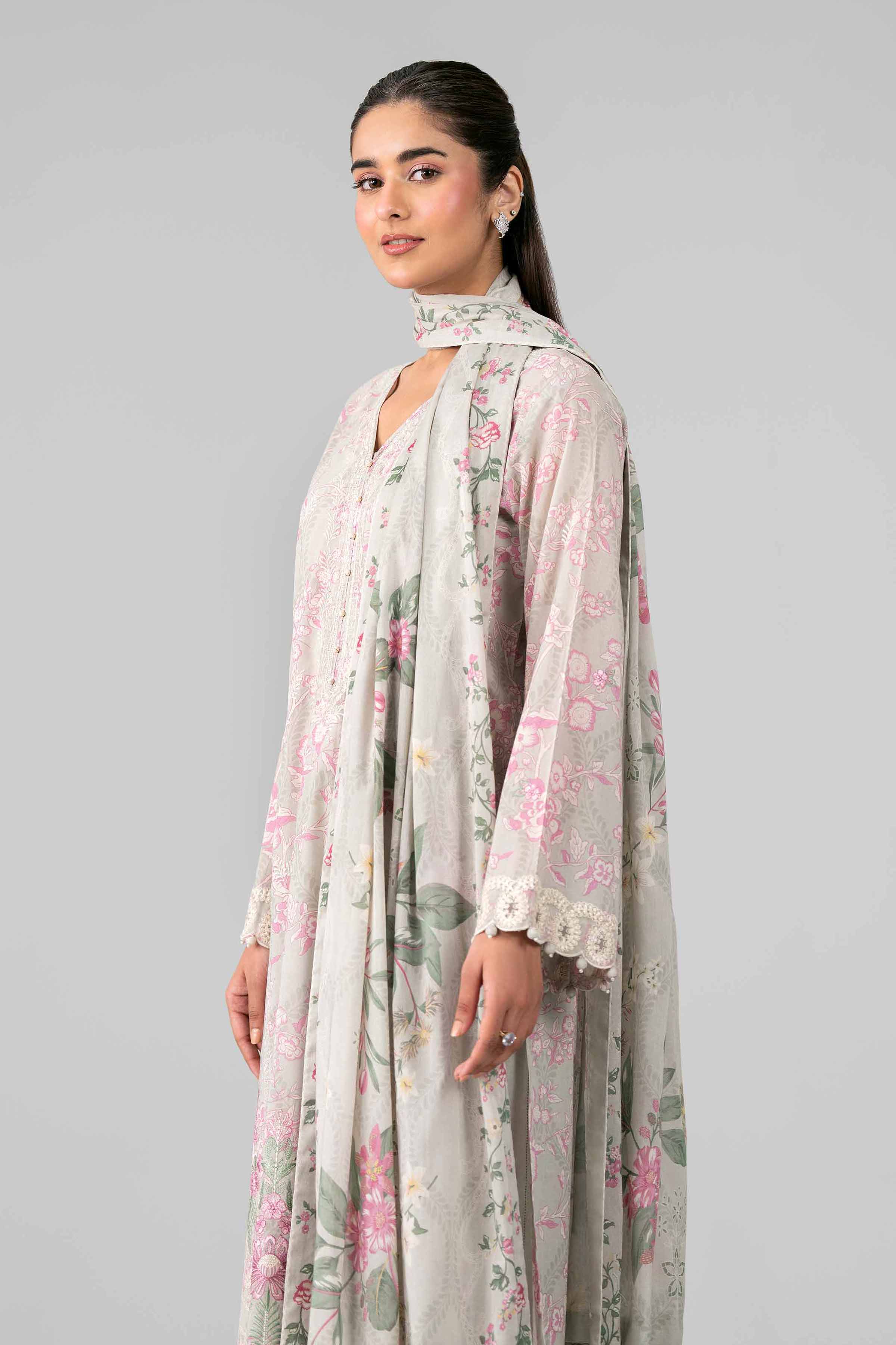 3 Piece - Printed Embroidered Suit - 42601780 Green Lawn 3PC Embroidered