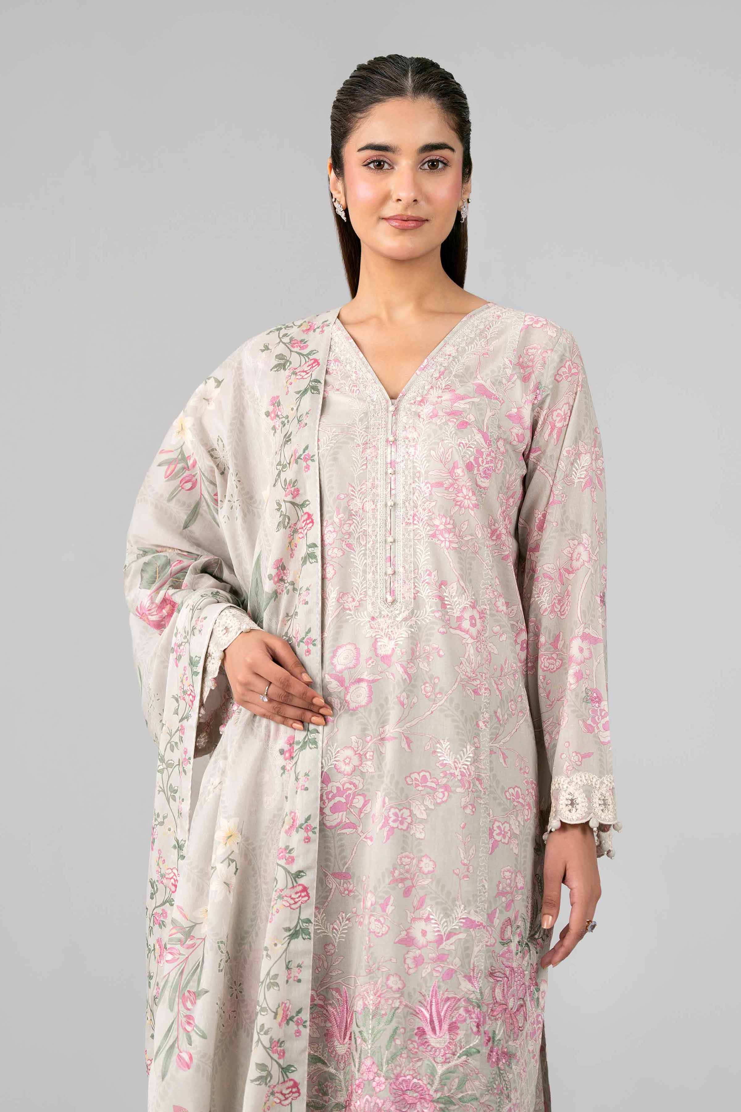 3 Piece - Printed Embroidered Suit - 42601780 Green Lawn 3PC Embroidered
