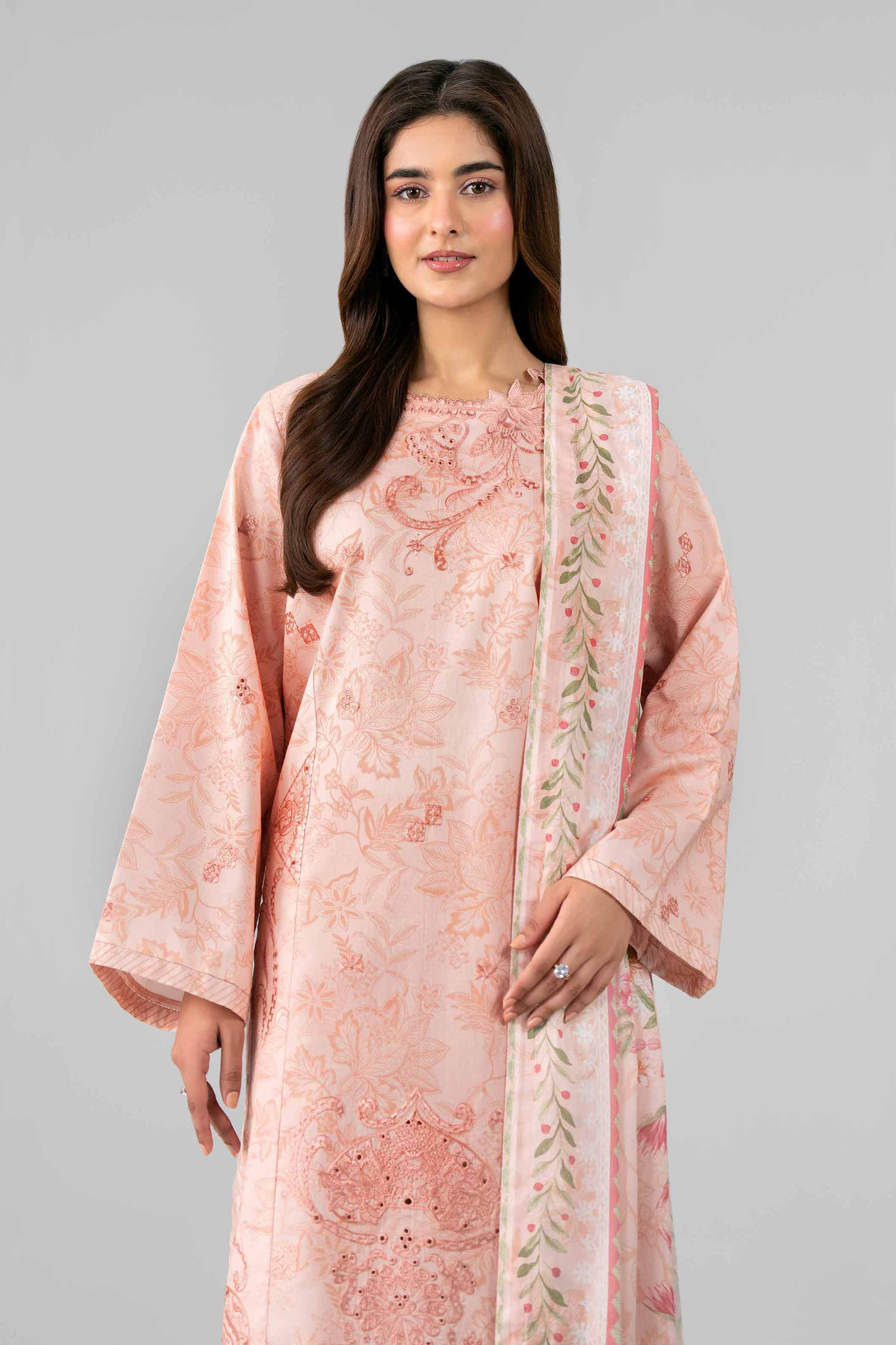 3 Piece - Printed Embroidered Suit - 42601781