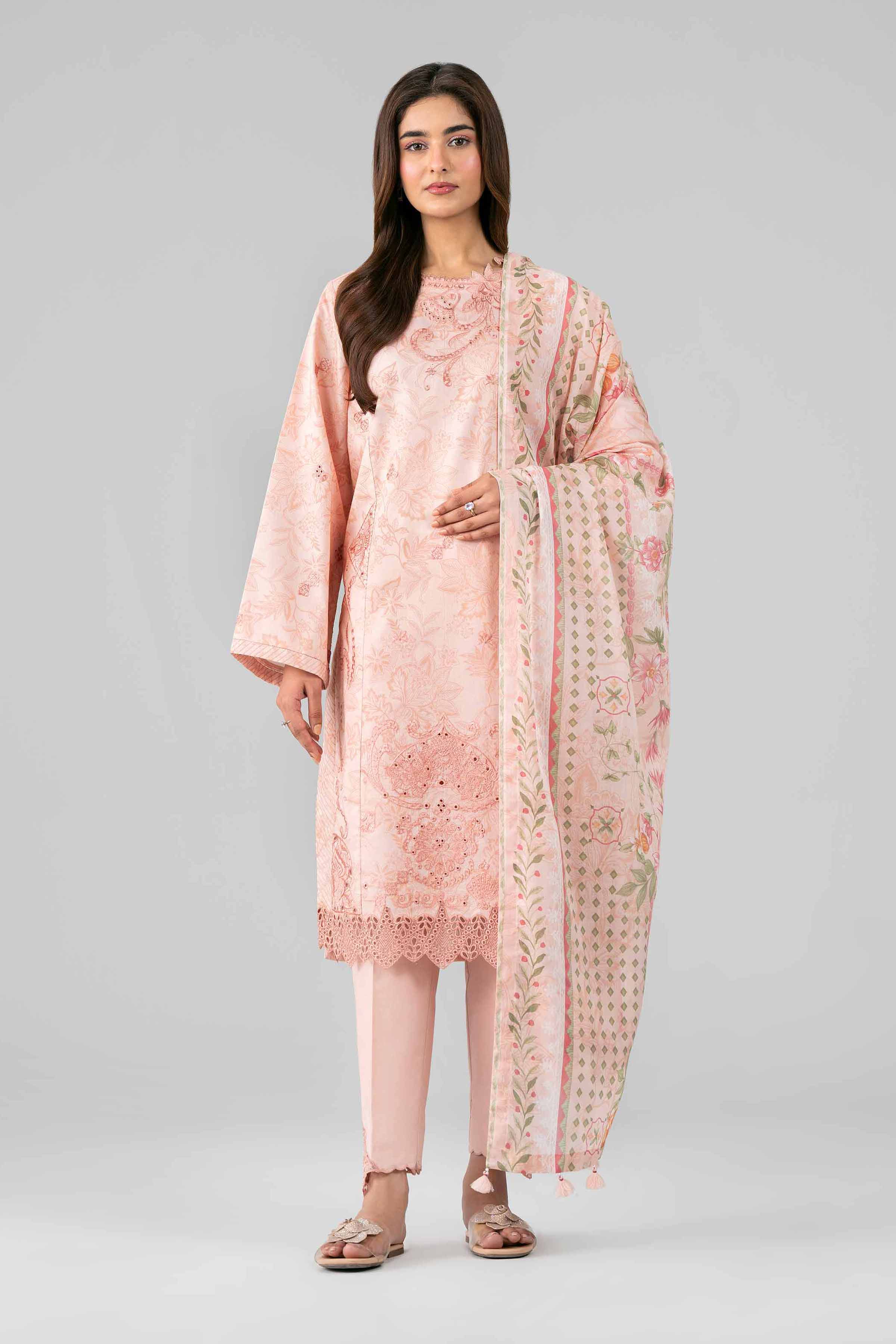 3 Piece - Printed Embroidered Suit - 42601781 Pink Lawn 3PC Embroidered