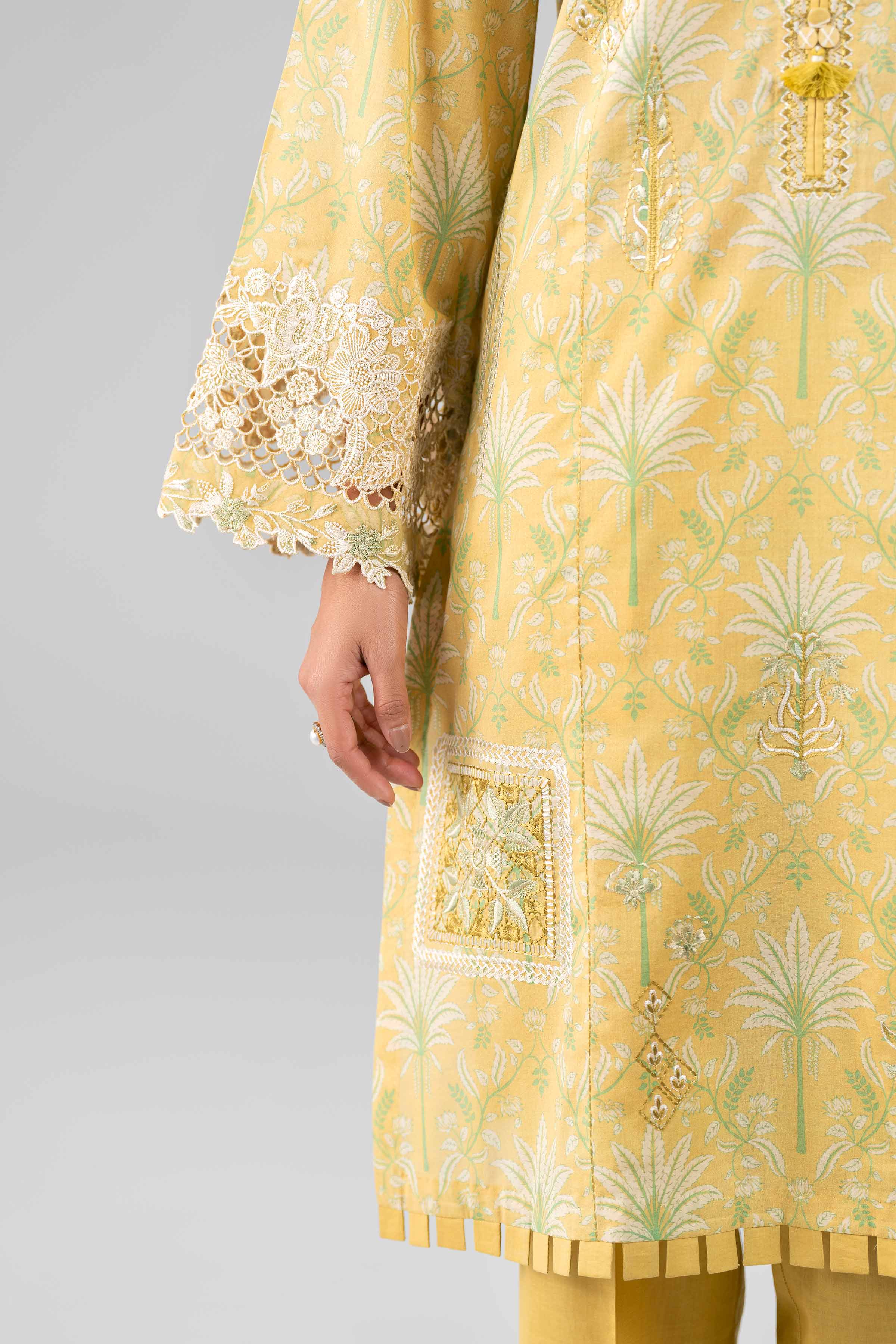 3 Piece - Printed Embroidered Suit - 42601782 Yellow Lawn 3PC Embroidered