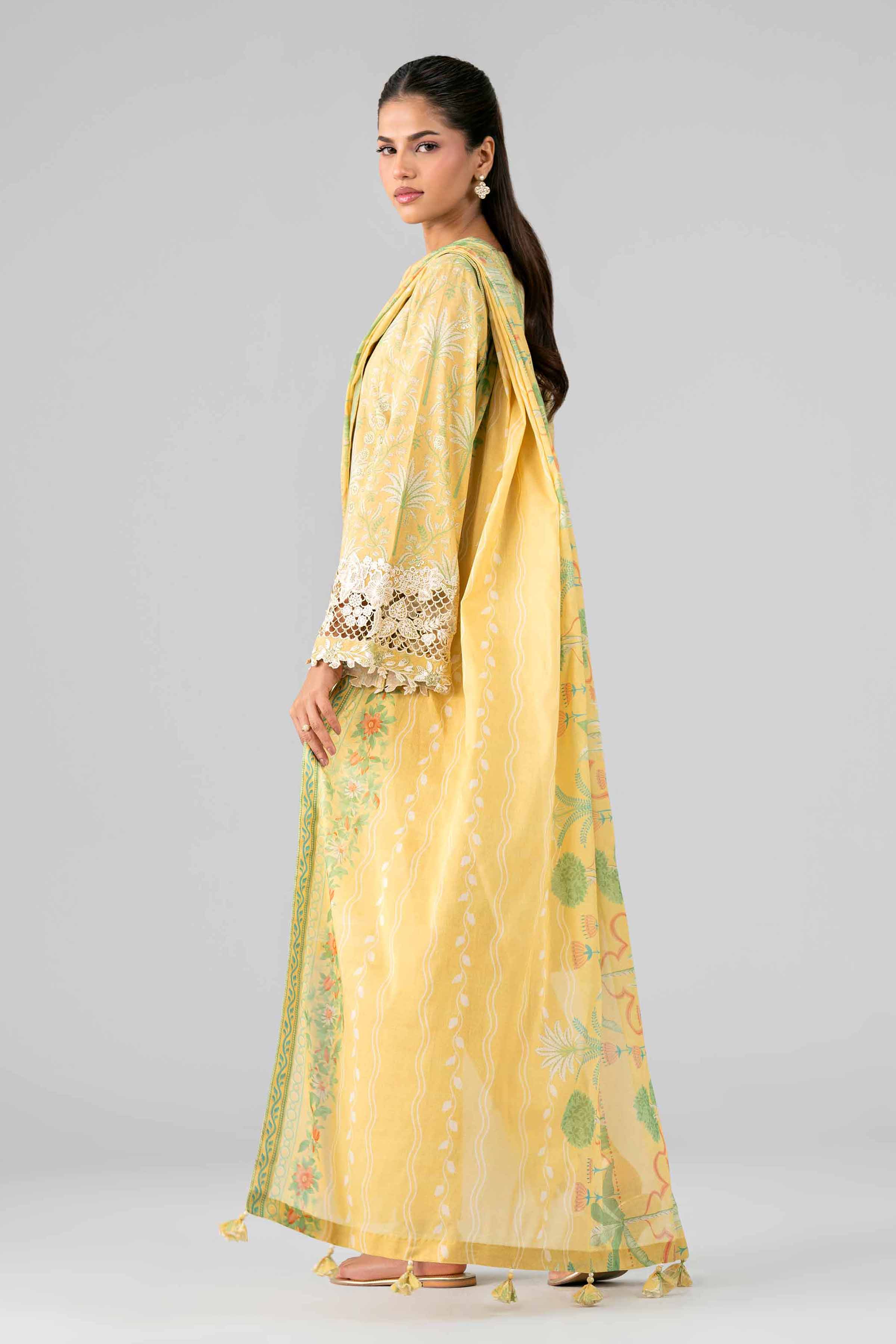 3 Piece - Printed Embroidered Suit - 42601782 Yellow Lawn 3PC Embroidered