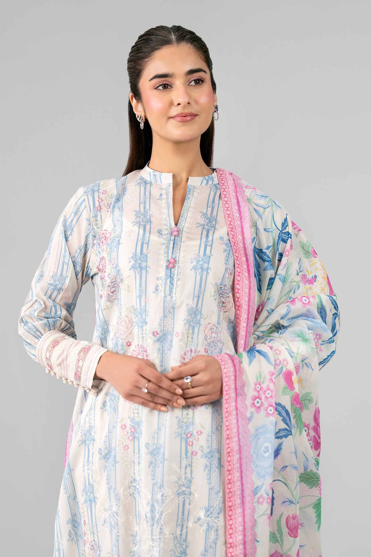 NISHAT UAE 3Pc Embroidered Unstitched Women Multi Lawn Suit