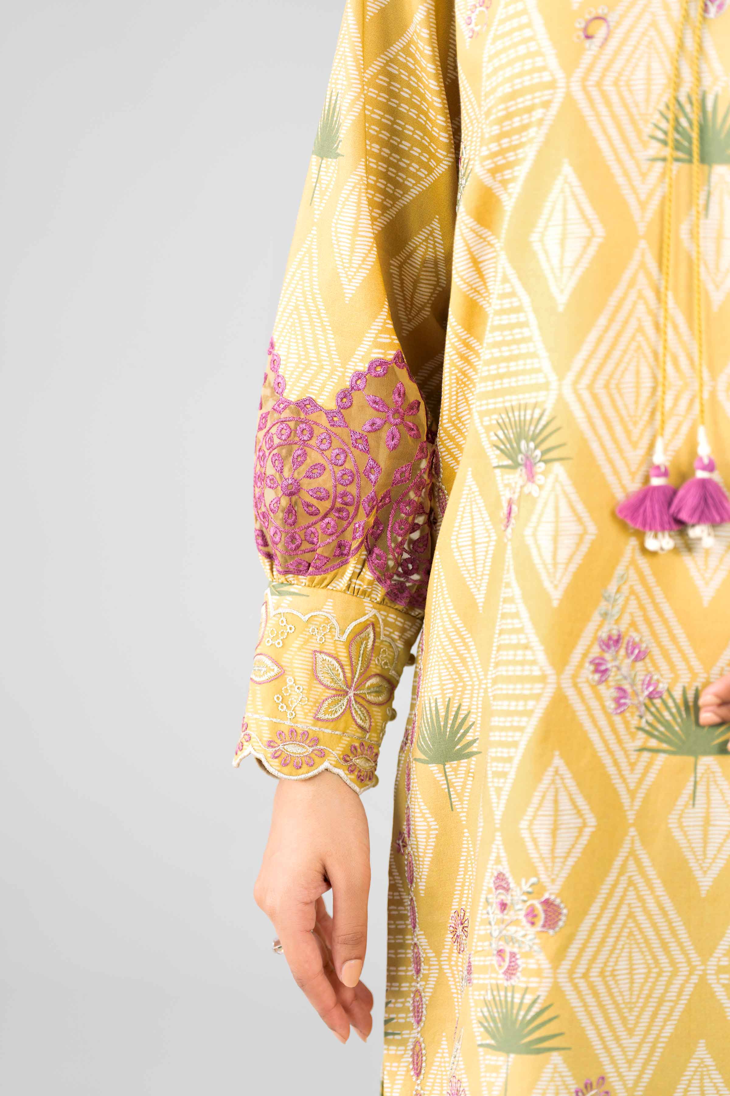 3 Piece - Printed Embroidered Suit - 42601788 Yellow Lawn 3PC Embroidered