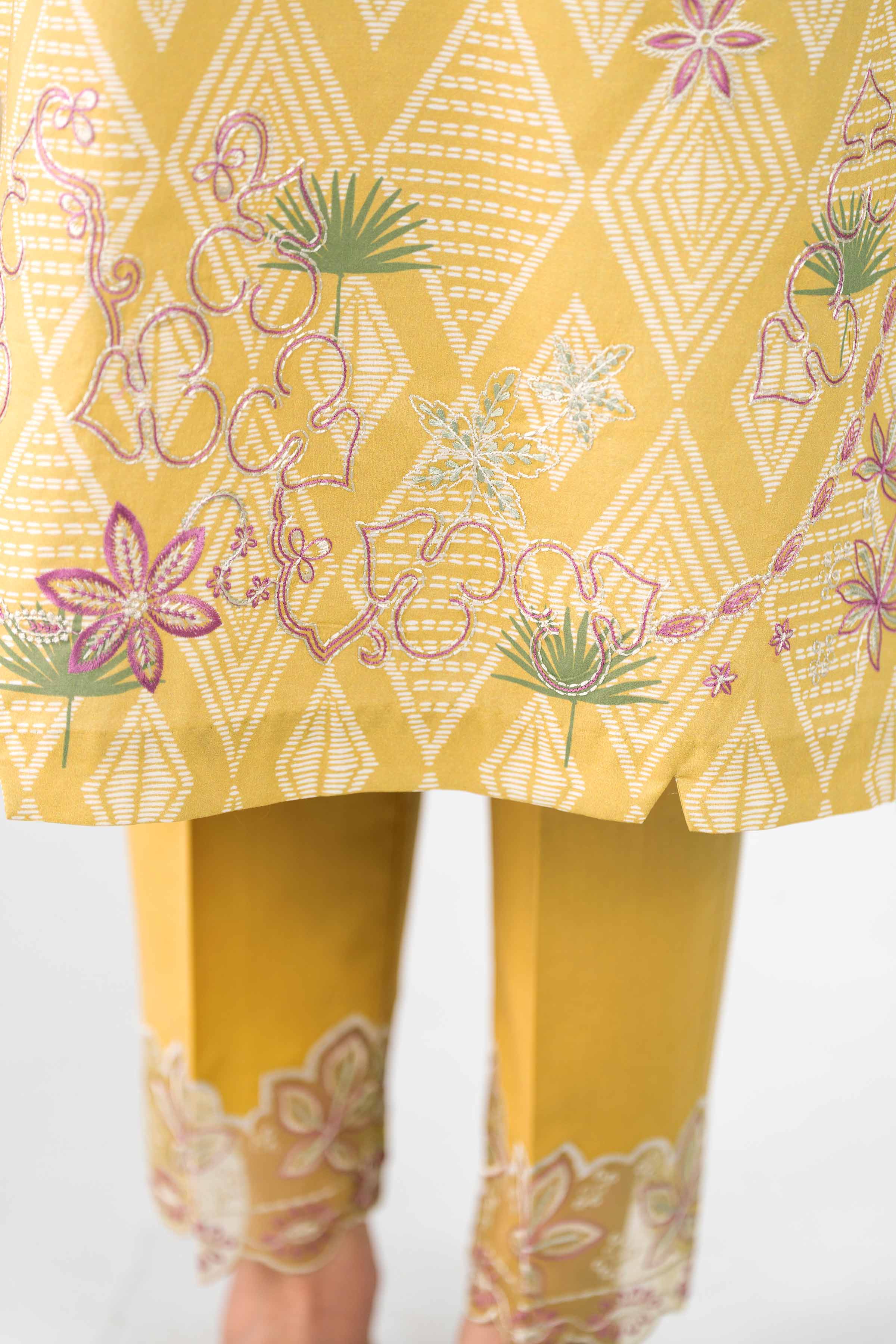 3 Piece - Printed Embroidered Suit - 42601788 Yellow Lawn 3PC Embroidered
