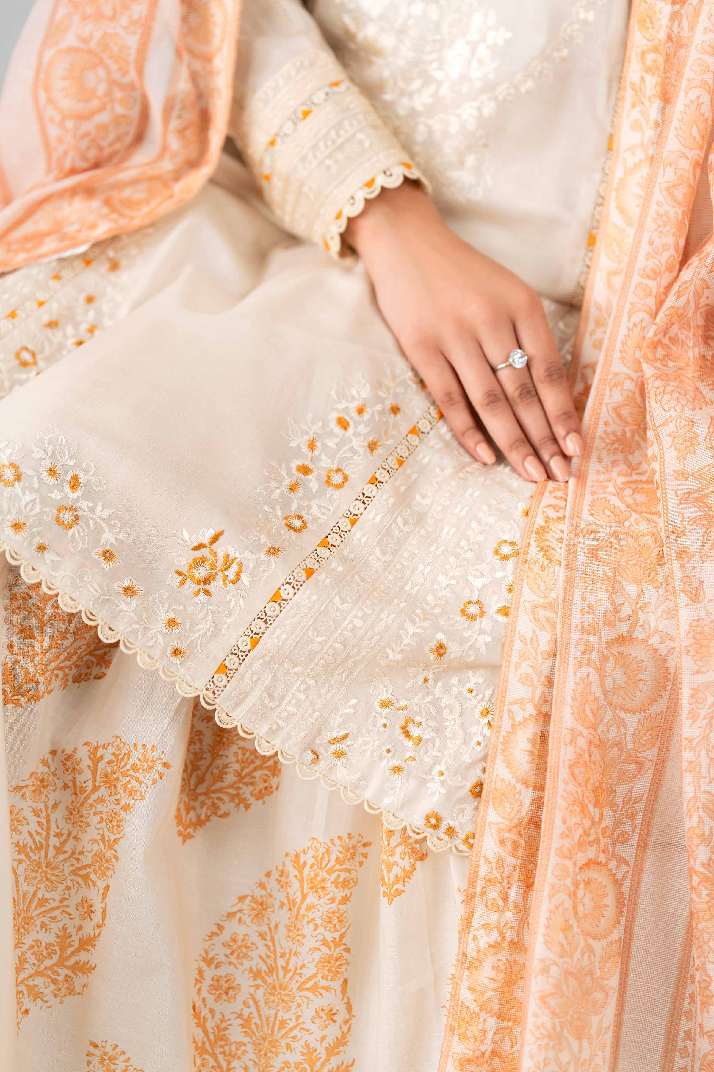 3 Piece - Printed Embroidered Suit - 42601789 Beige Lawn 3PC Embroidered