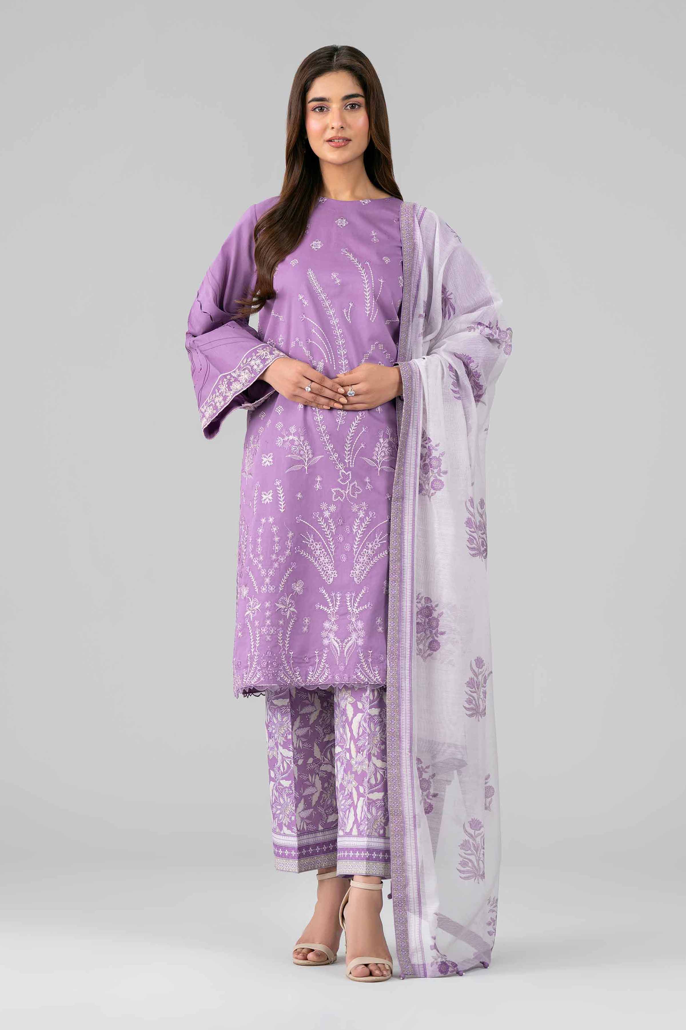 3 Piece - Printed Embroidered Suit - 42601793 Nishat UAE Purple Lawn 3PC Embroidered