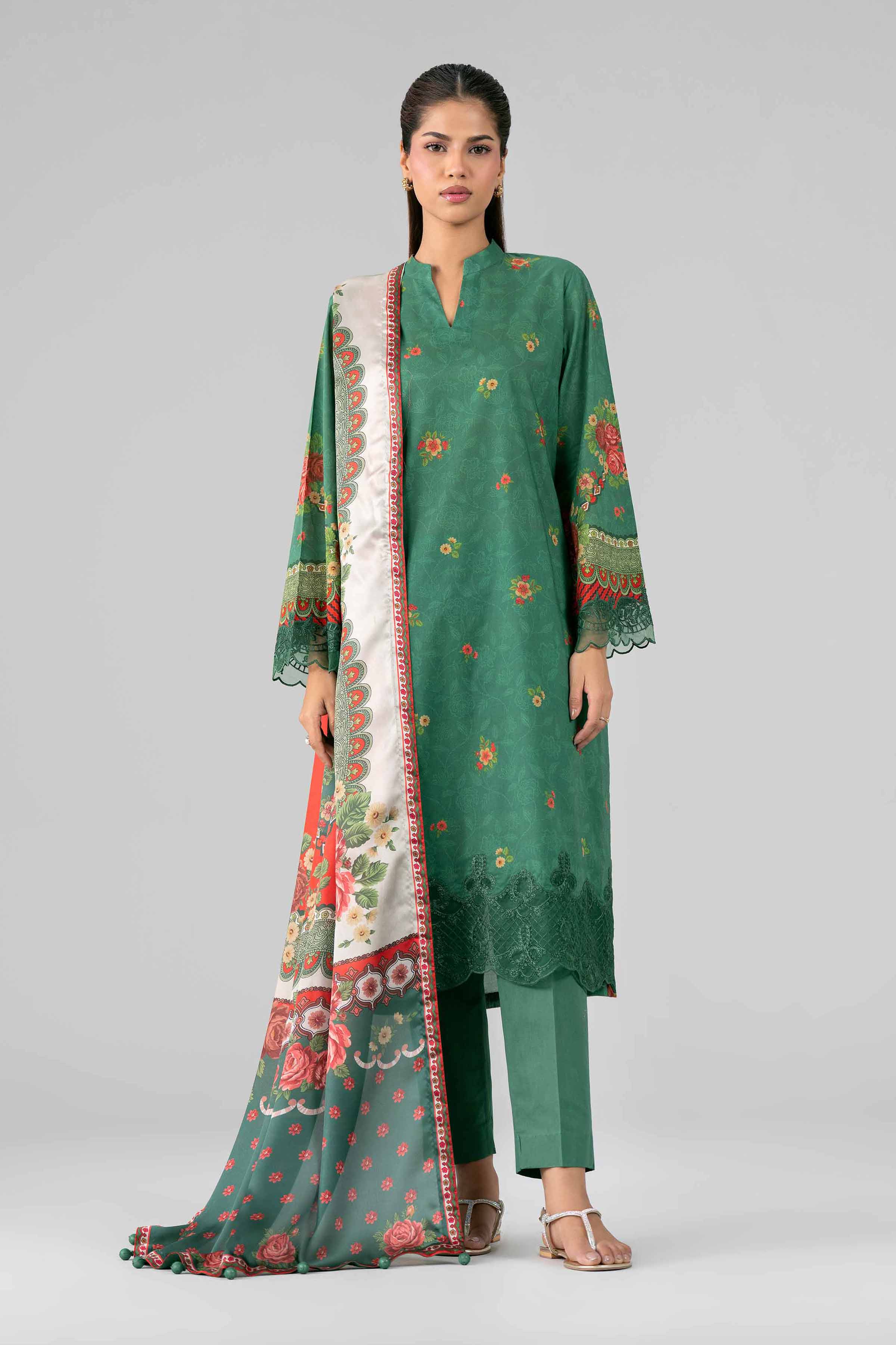 3 Piece - Digital Printed Embroidered Suit - 42601794