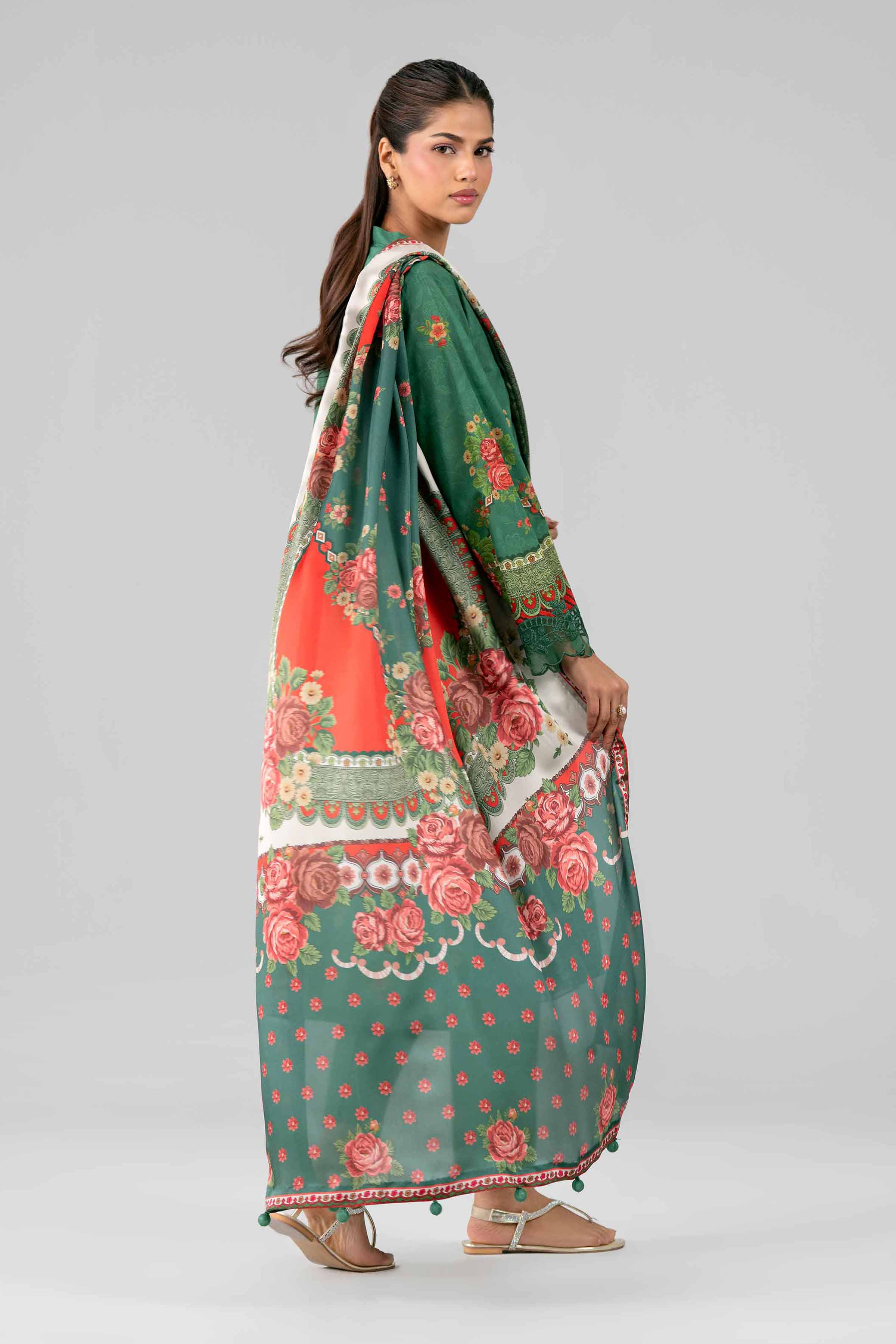 3 Piece - Digital Printed Embroidered Suit - 42601794 Green Lawn 3PC Embroidered