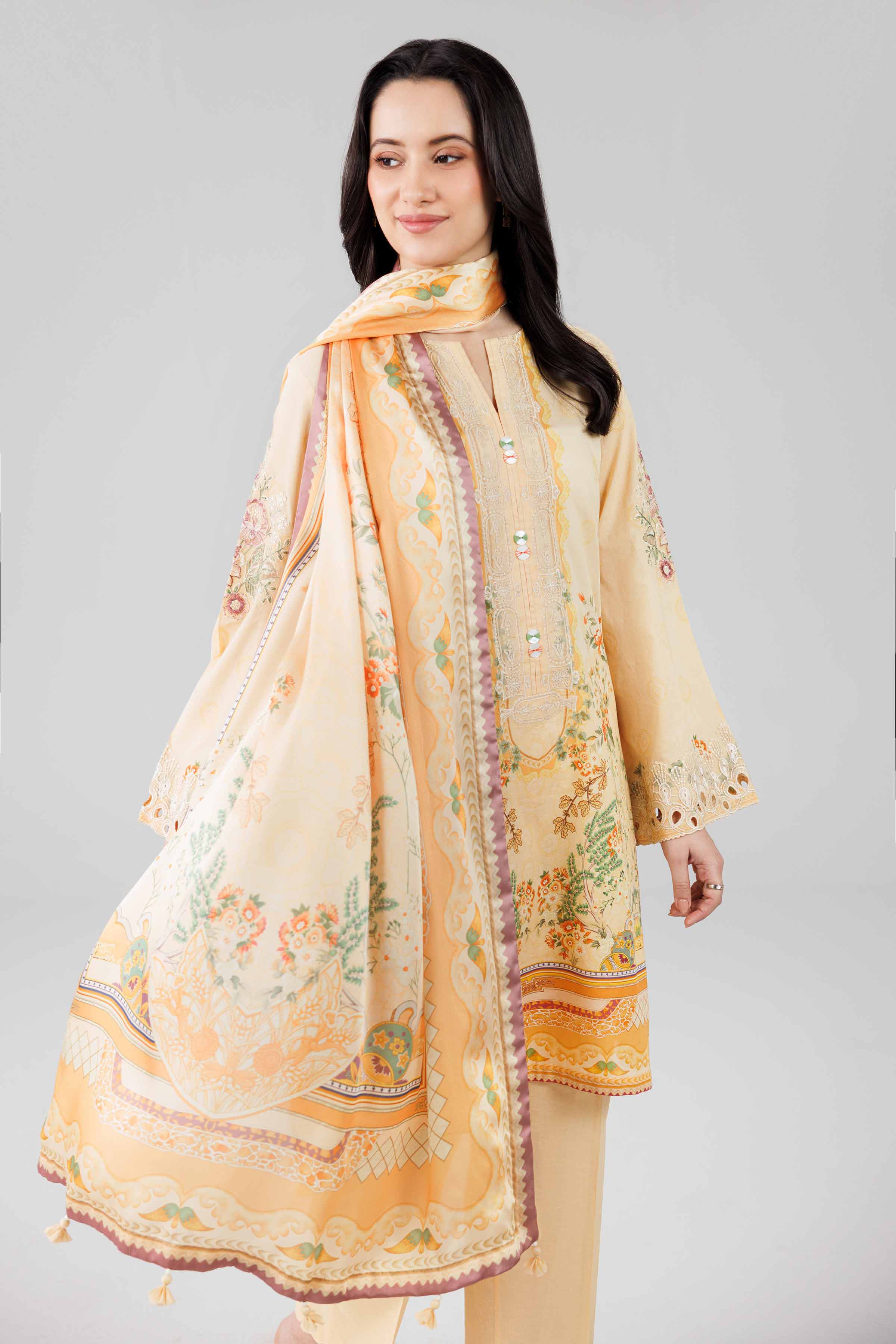 3 Piece - Digital Printed Embroidered Suit - 42601798