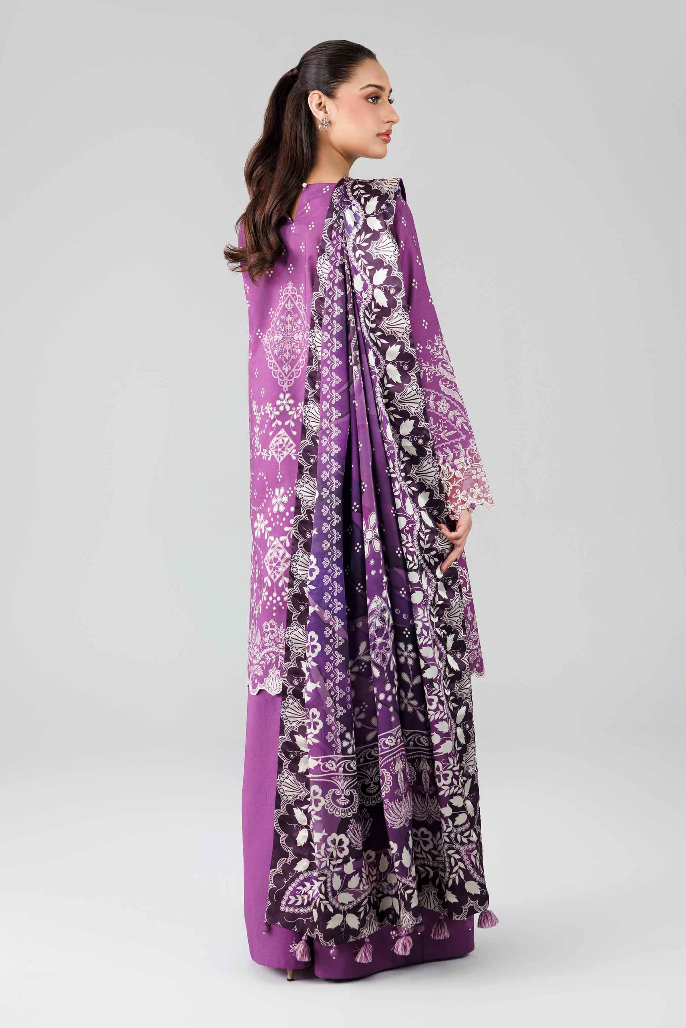 3 Piece - Digital Printed Embroidered Suit - 42601801 Purple Lawn 3PC Embroidered