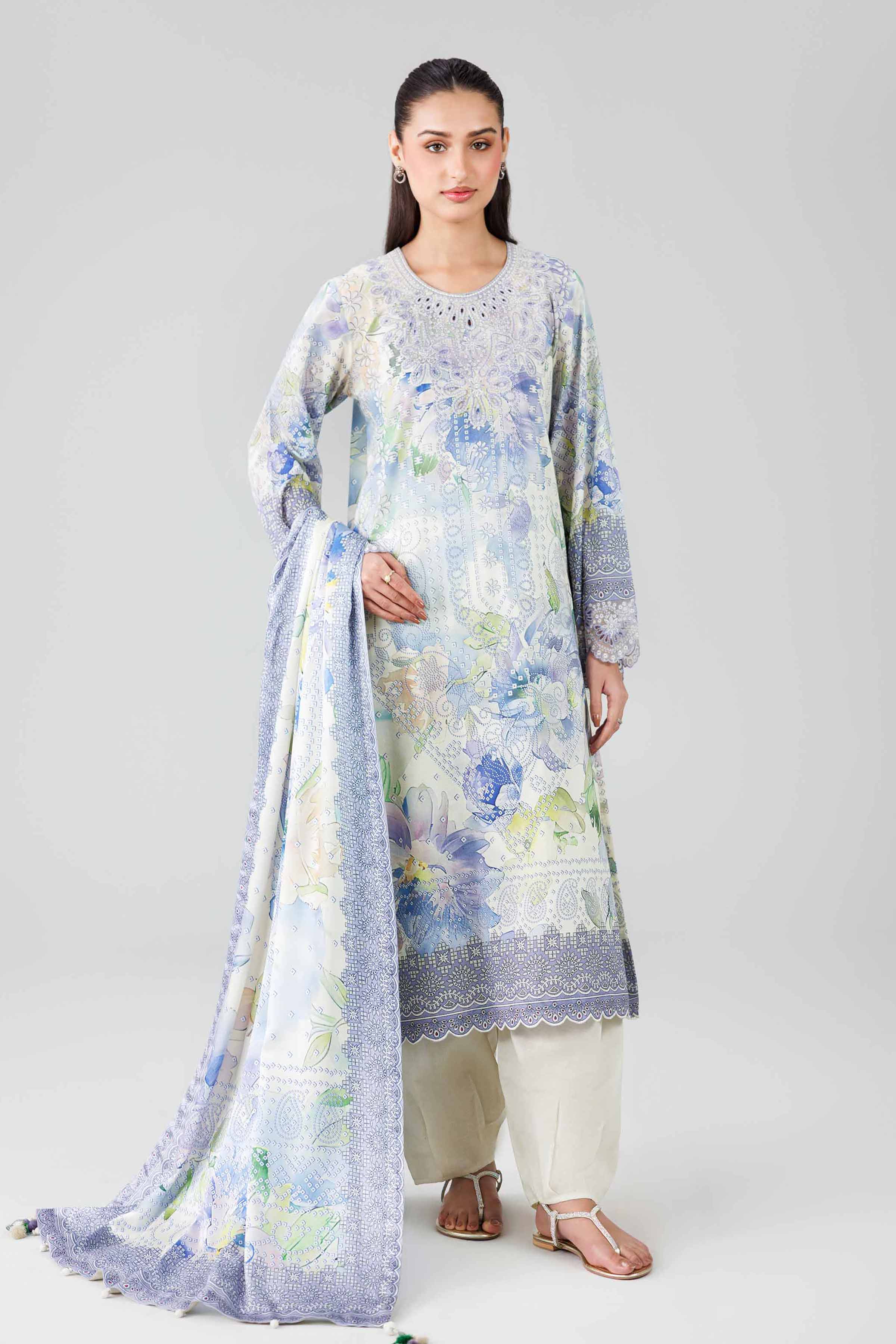 3 Piece - Digital Printed Embroidered Suit - 42601802 Multi Lawn 3PC Embroidered