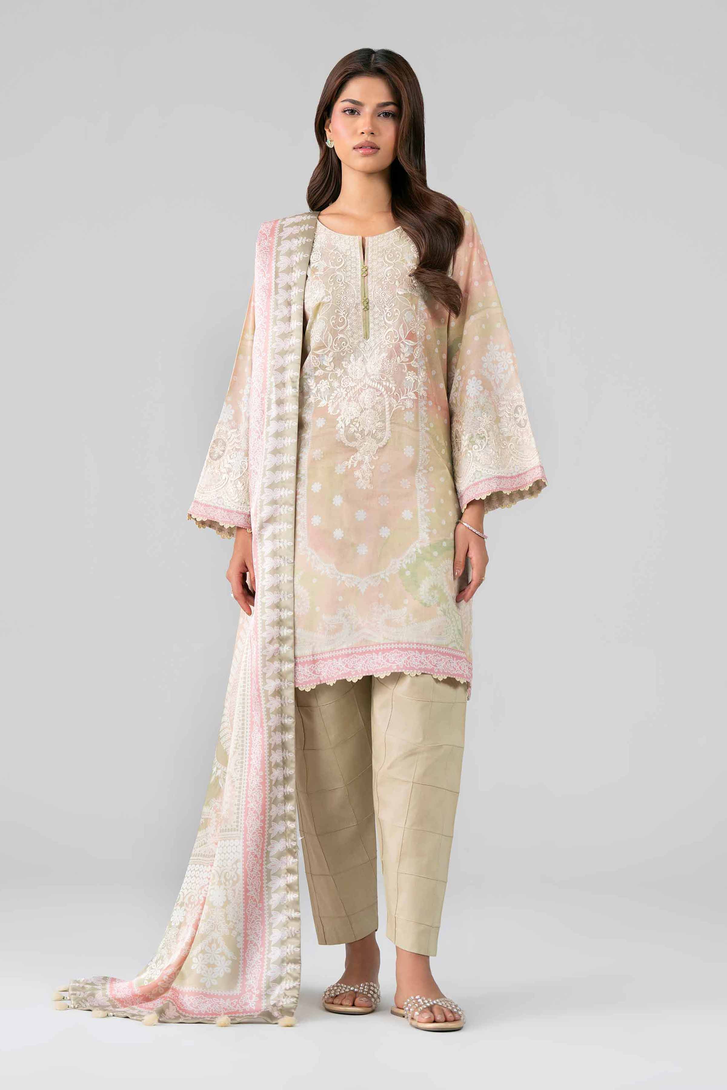 3 Piece - Digital Printed Embroidered Suit - 42601803 Multi Lawn 3PC Embroidered