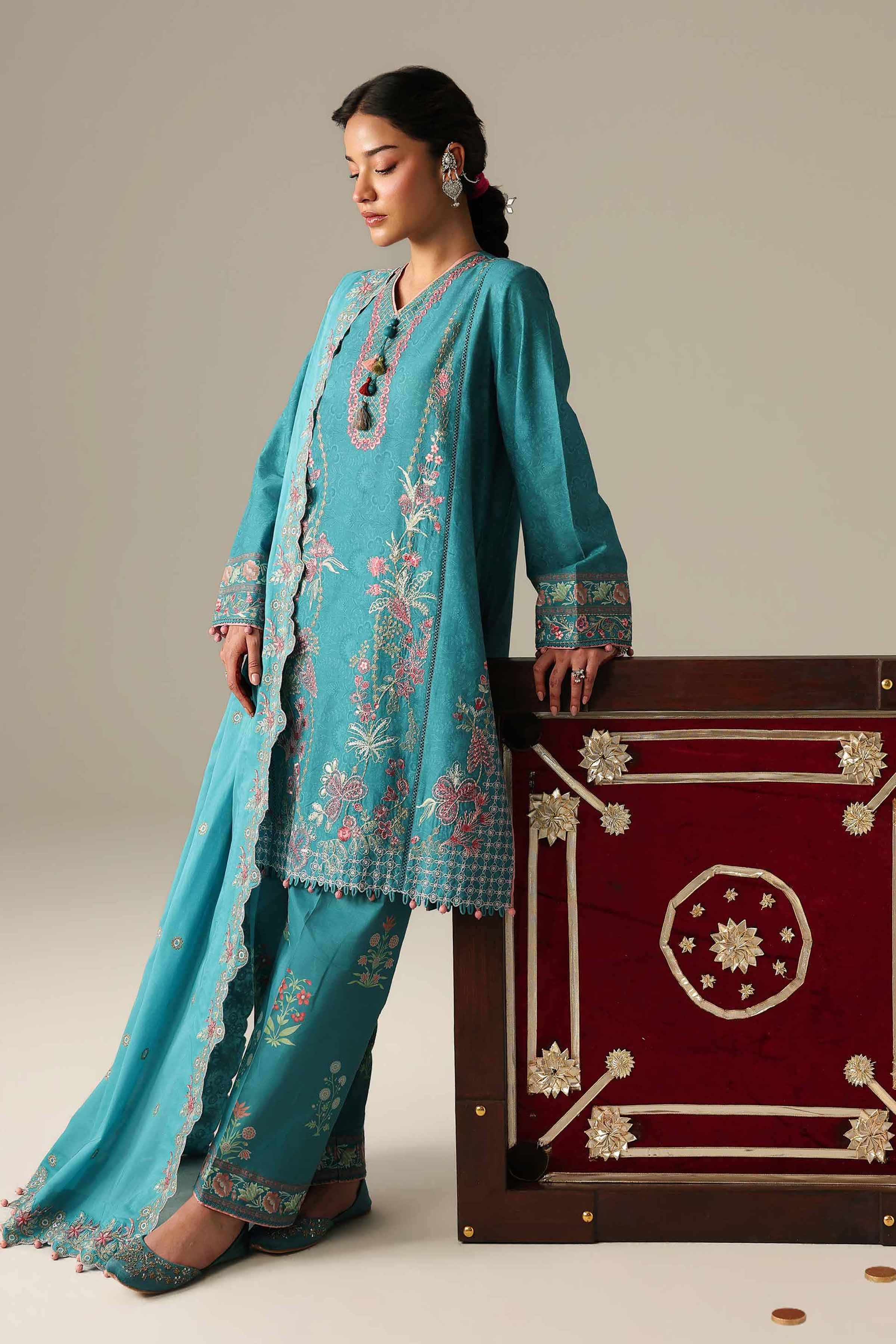 3 Piece - Printed Embroidered Suit - 42601806 Nishat UAE Green Lawn 3PC Embroidered