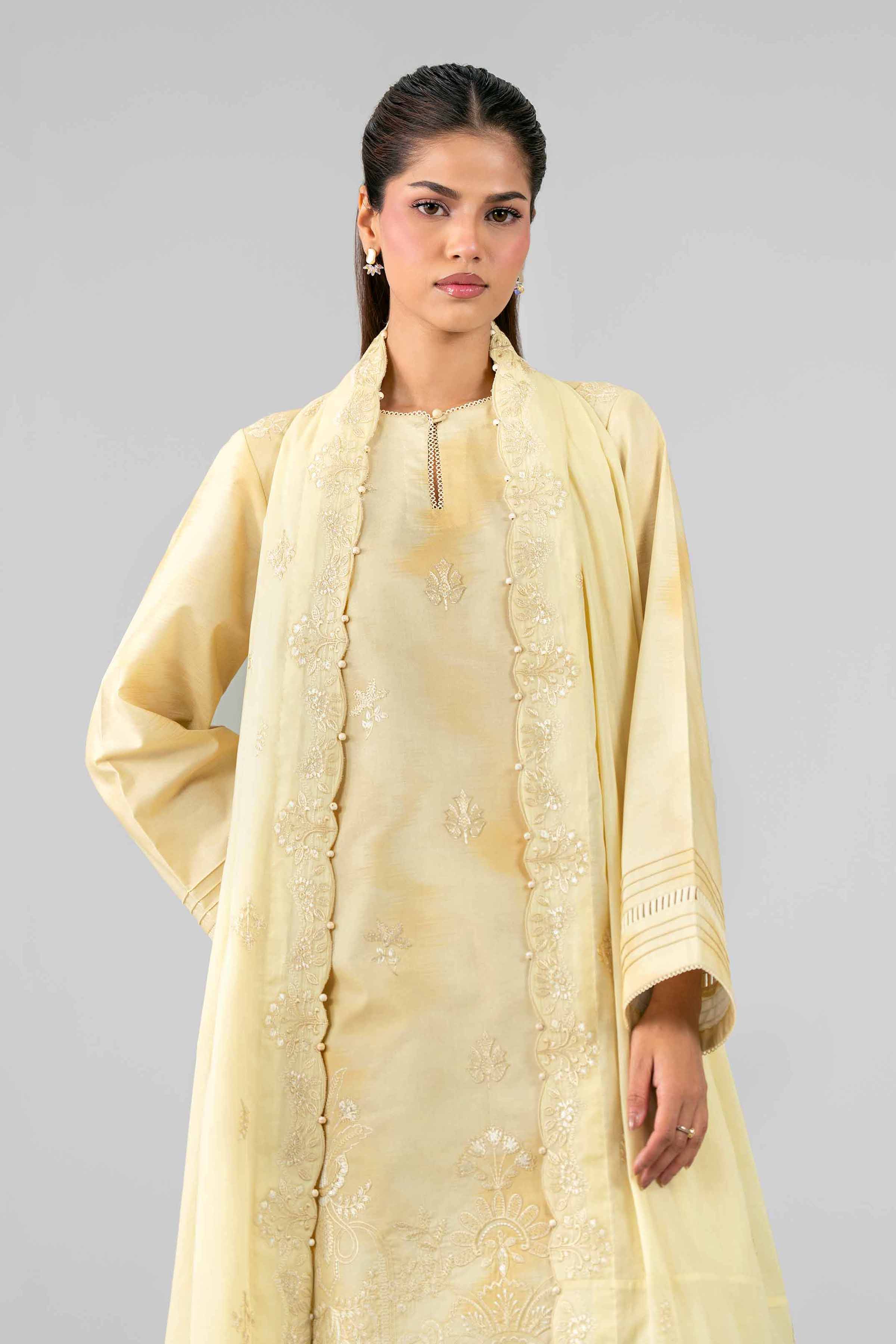 3 Piece - Printed Embroidered Suit - 42601808 Yellow Lawn 3PC Embroidered