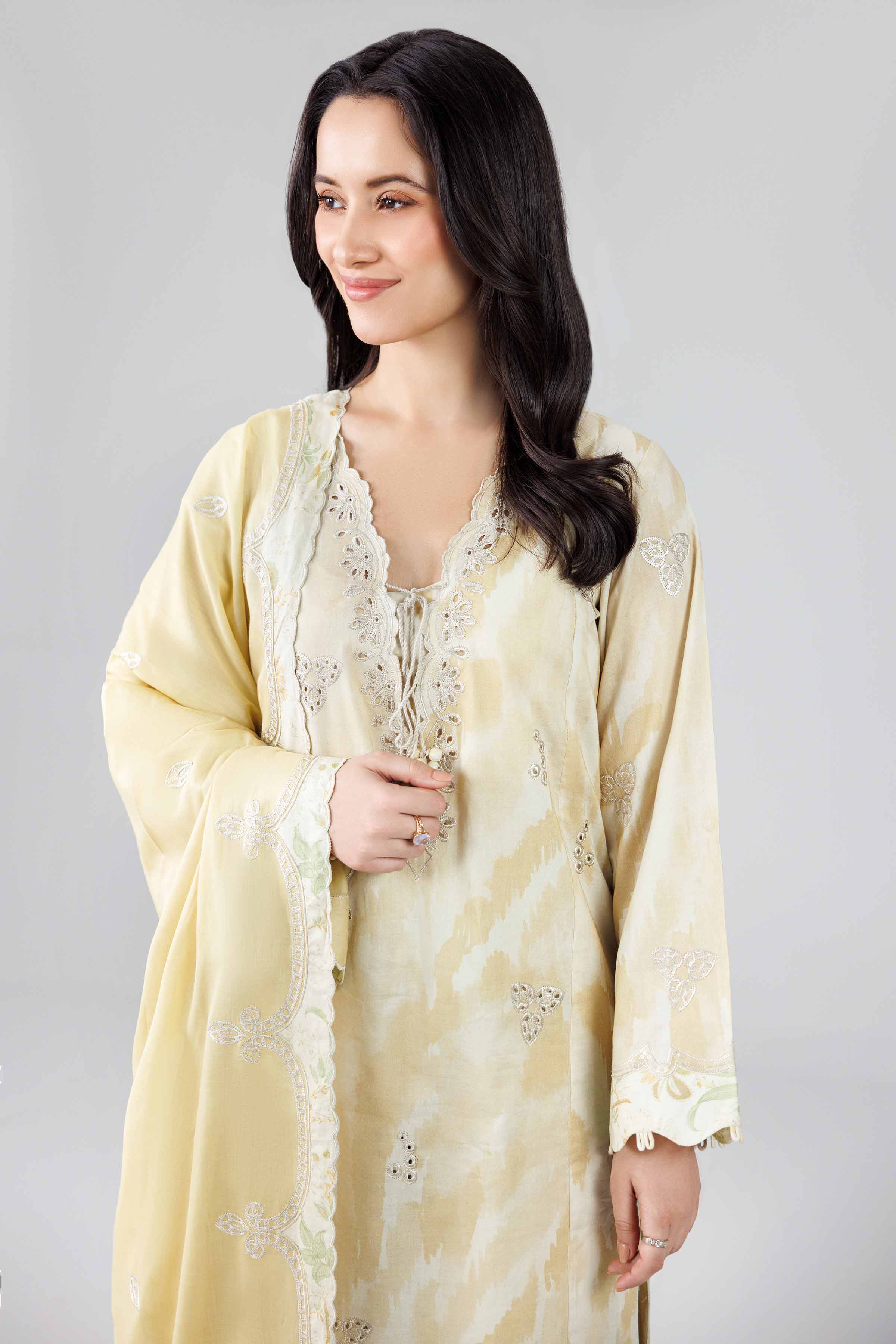 3 Piece - Printed Embroidered Suit - 42601809 Yellow Lawn 3PC Embroidered