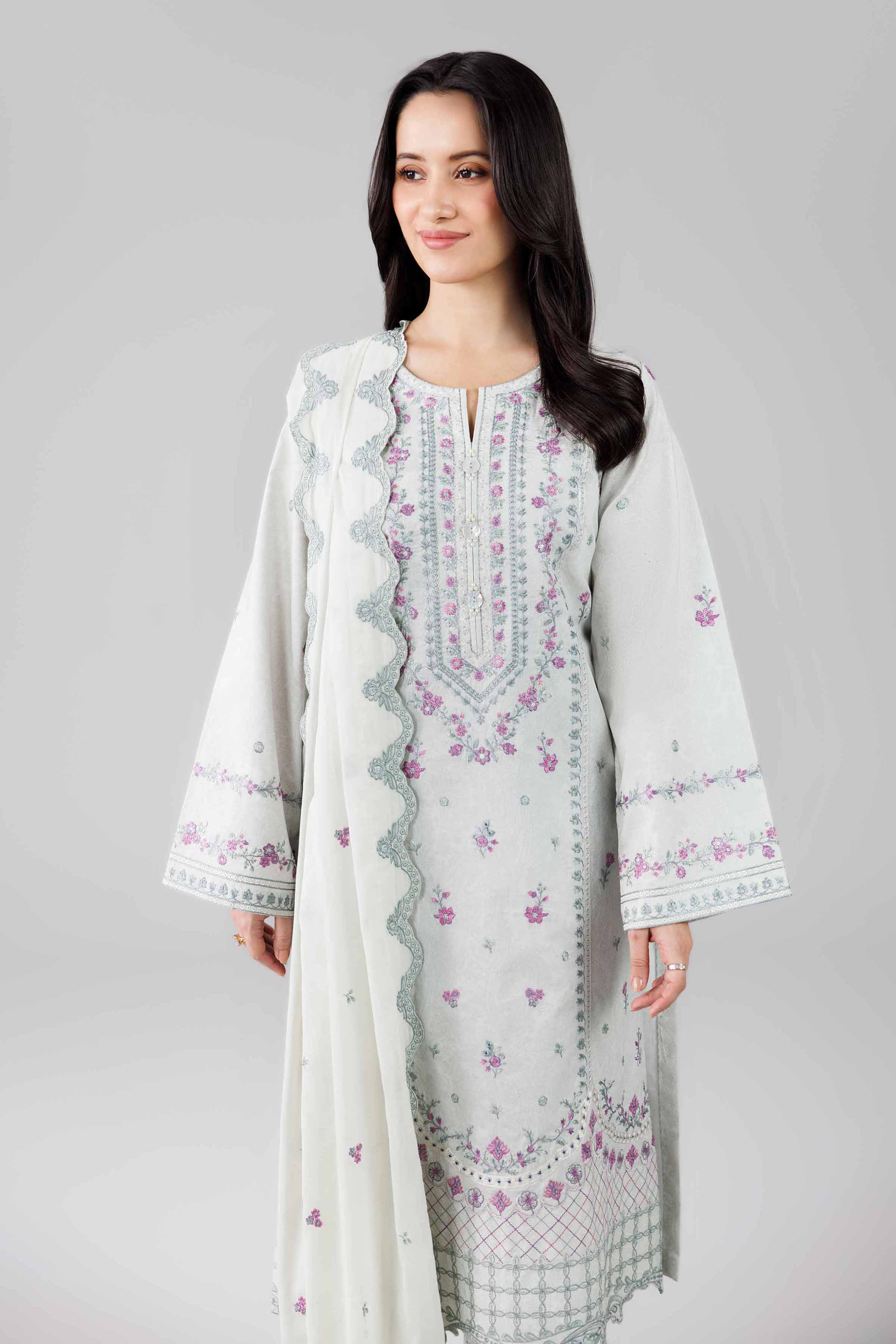 3 Piece - Printed Embroidered Suit - 42601812 White Lawn 3PC Embroidered