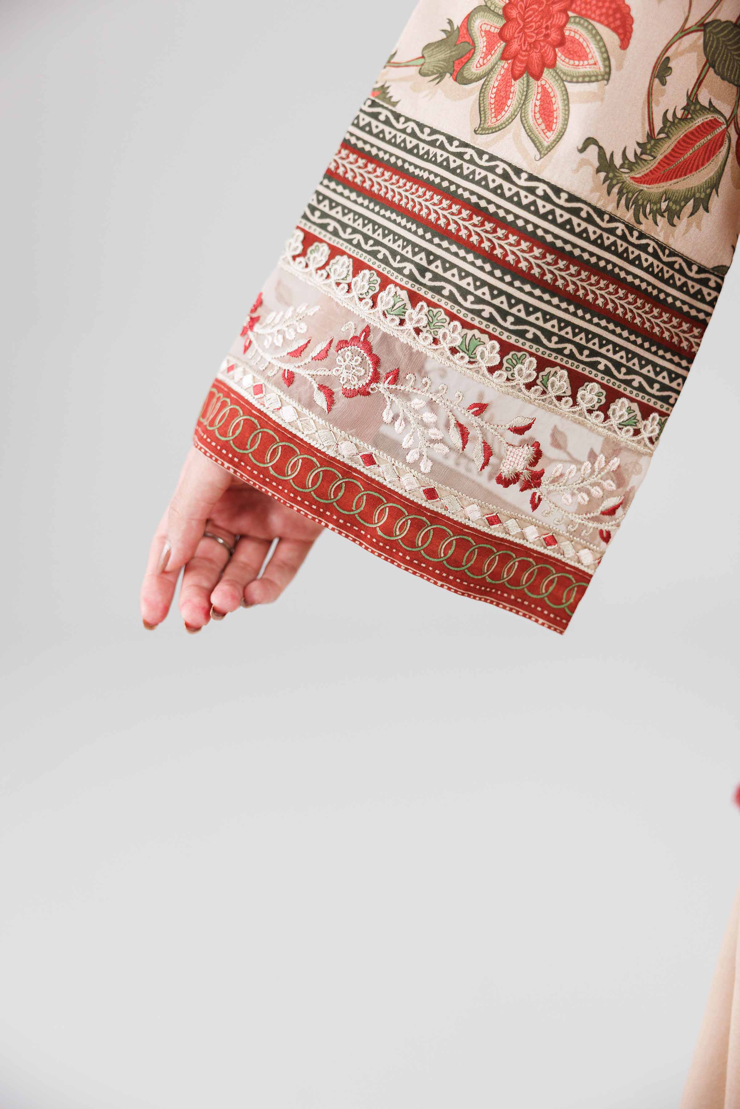 3 Piece - Printed Embroidered Suit - 42601814 Nishat UAE Beige Lawn 3PC Embroidered
