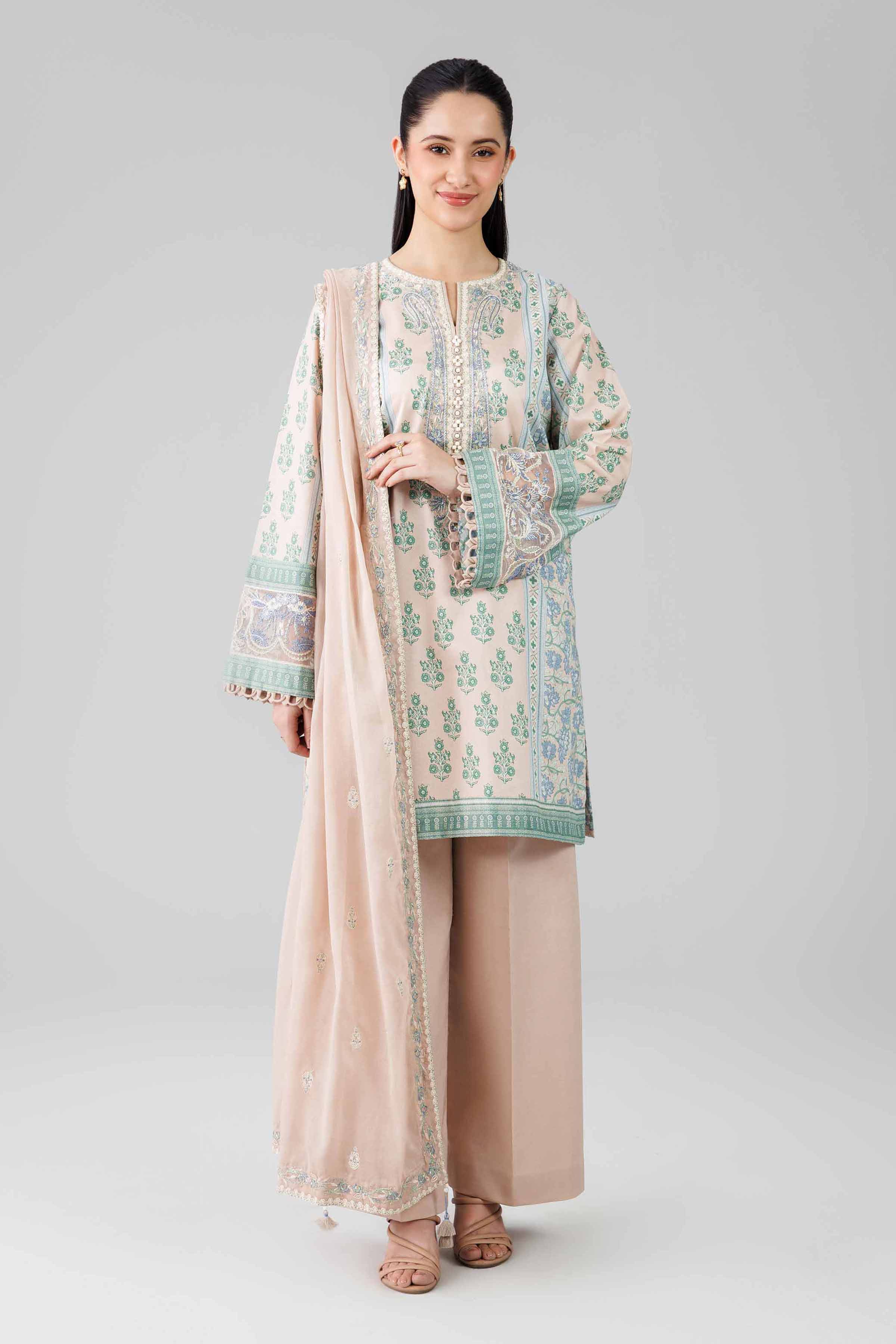 3 Piece - Printed Embroidered Suit - 42601820 Pink Lawn 3PC Embroidered
