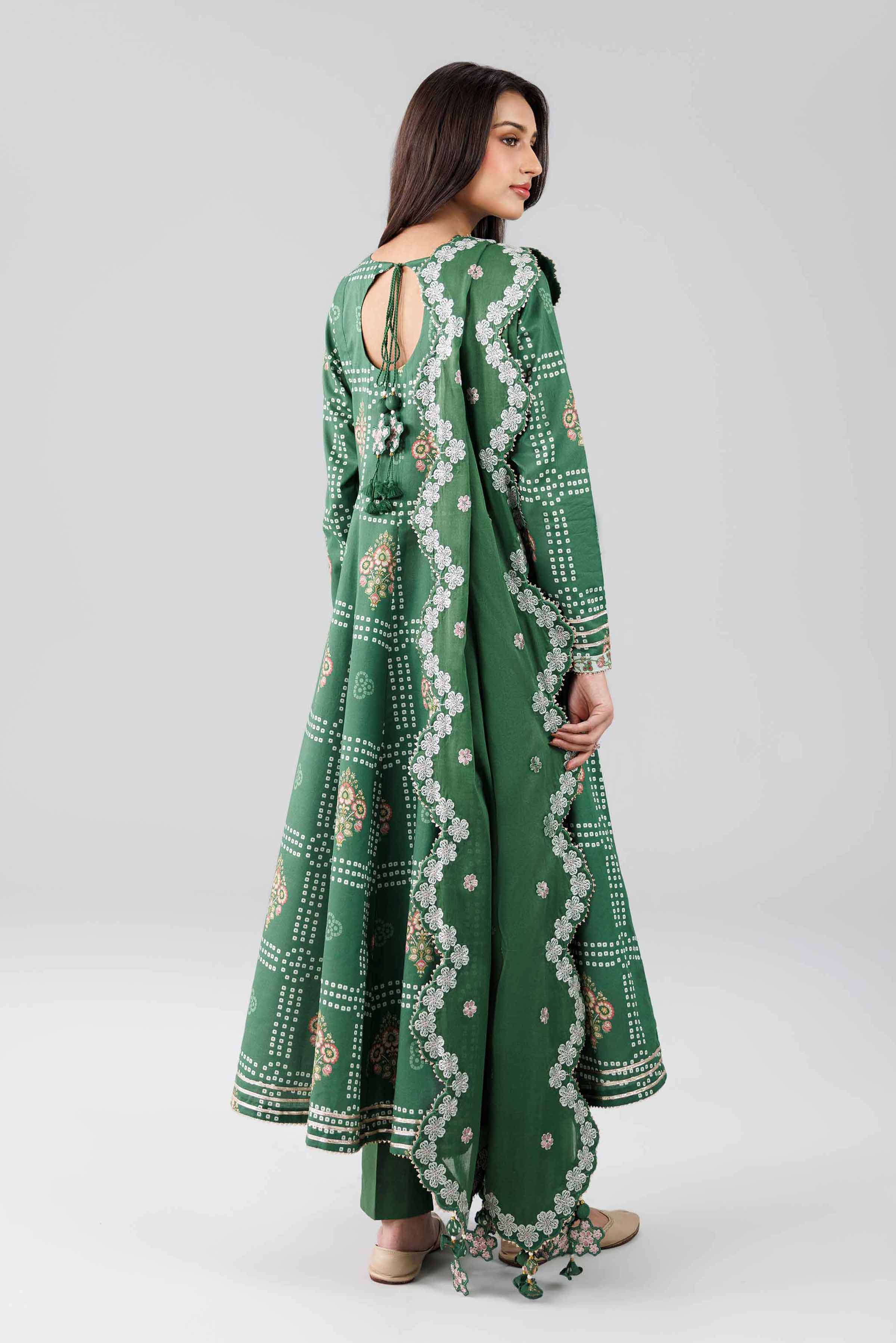 3 Piece - Printed Embroidered Suit - 42601821 Green Lawn 3PC Embroidered