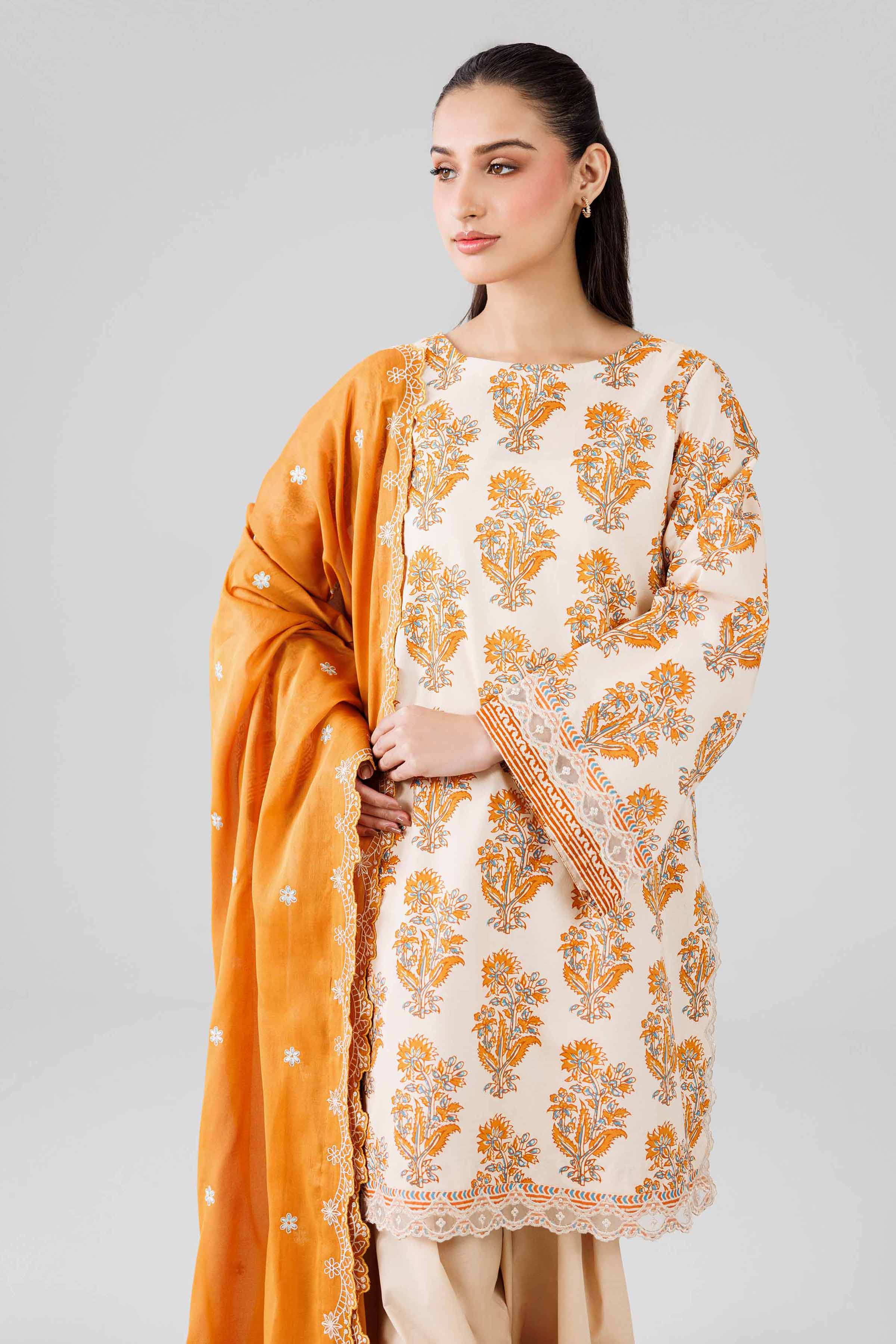 3 Piece - Printed Embroidered Suit - 42601822 Pink Lawn 3PC Embroidered