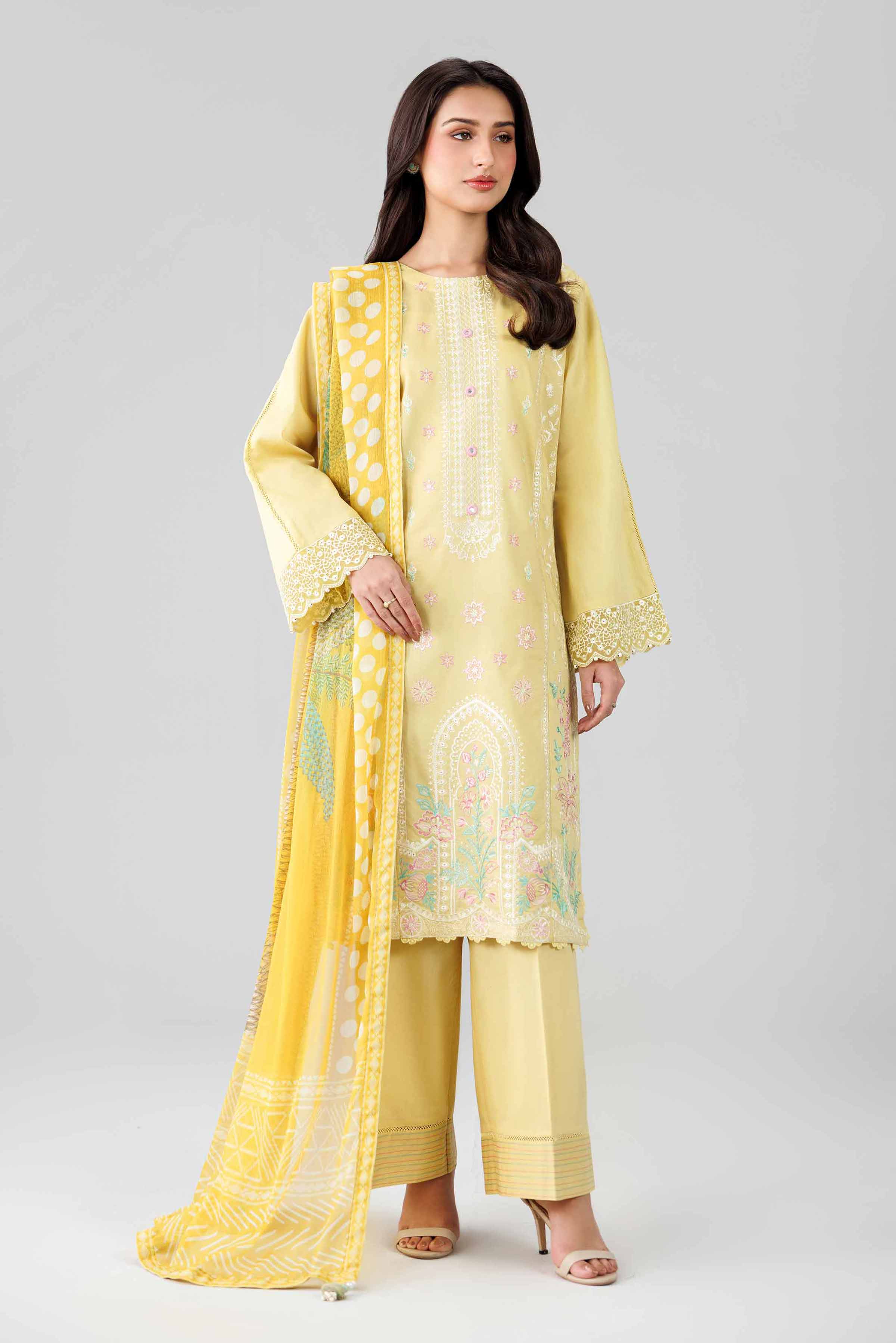 3 Piece - Digital Printed Embroidered Suit - 42601824