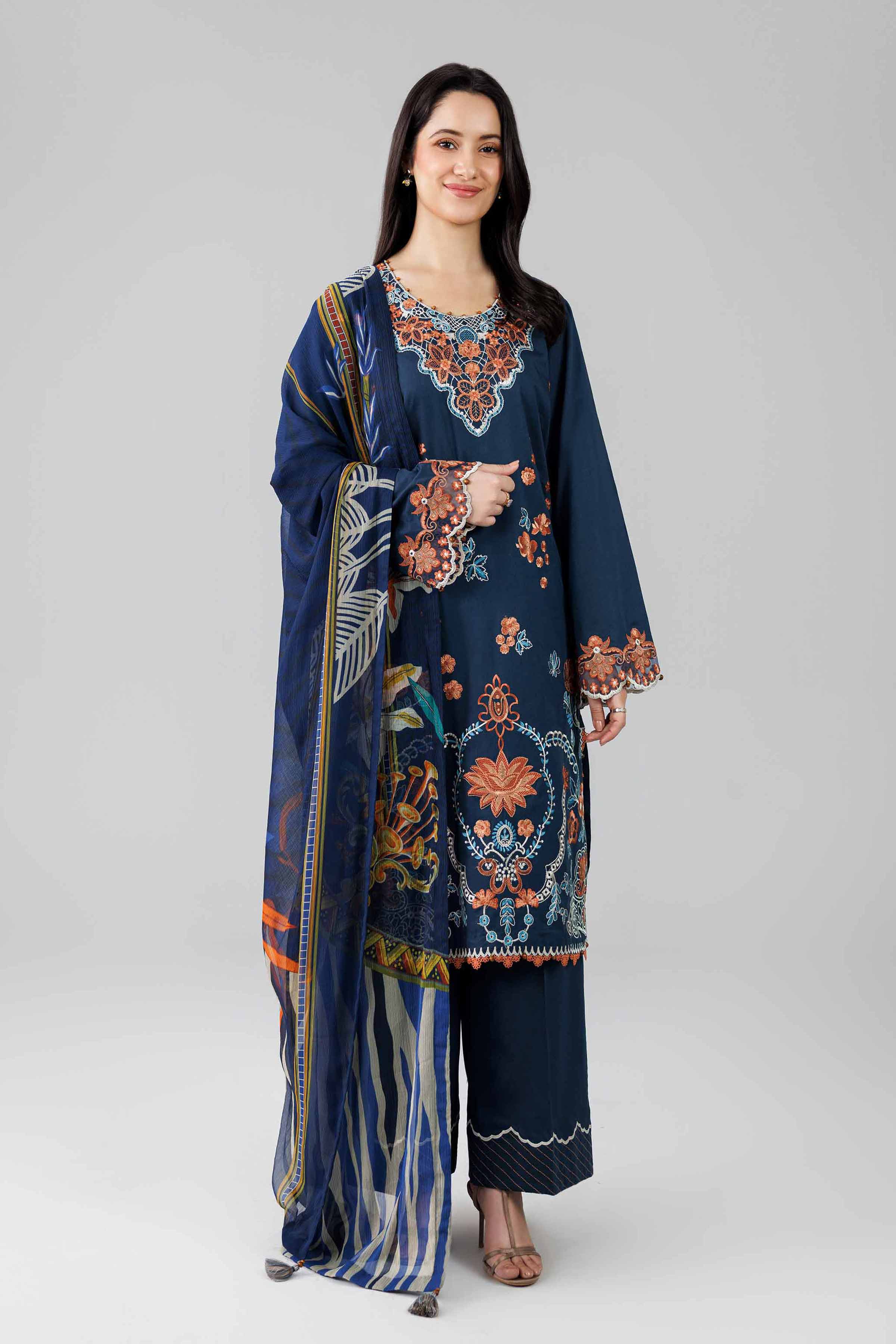 3 Piece - Digital Printed Embroidered Suit - 42601826