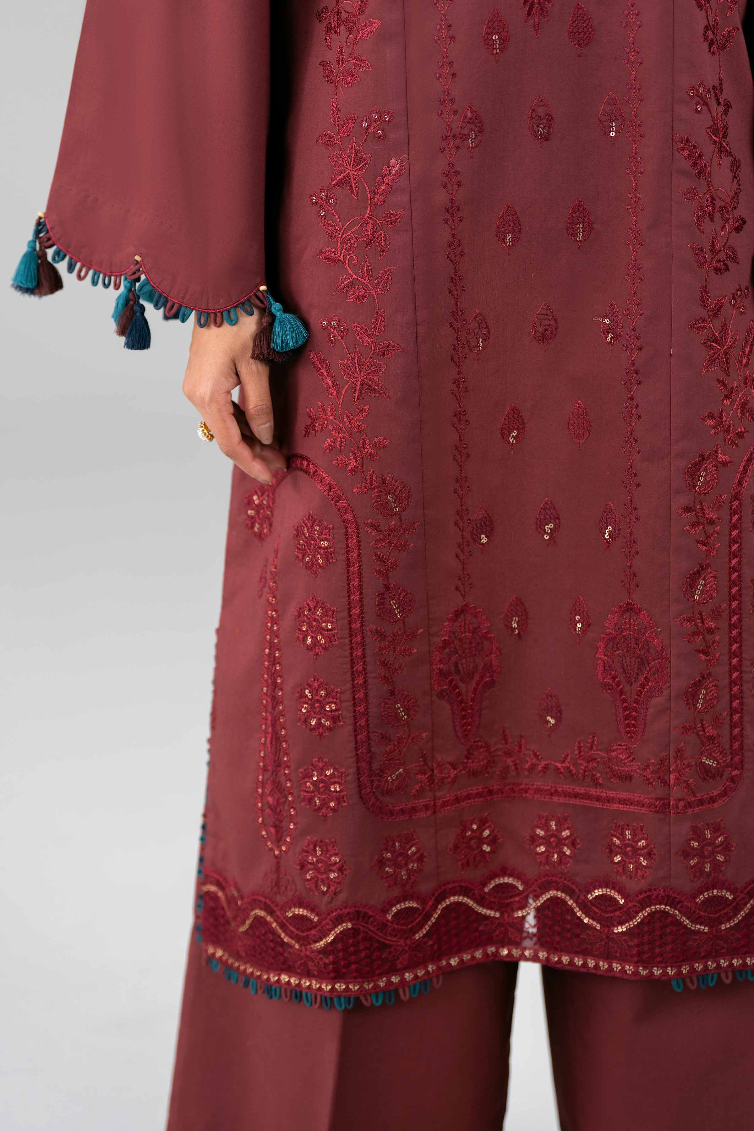 3 Piece - Digital Printed Embroidered Suit - 42601828 Maroon Lawn 3PC Embroidered