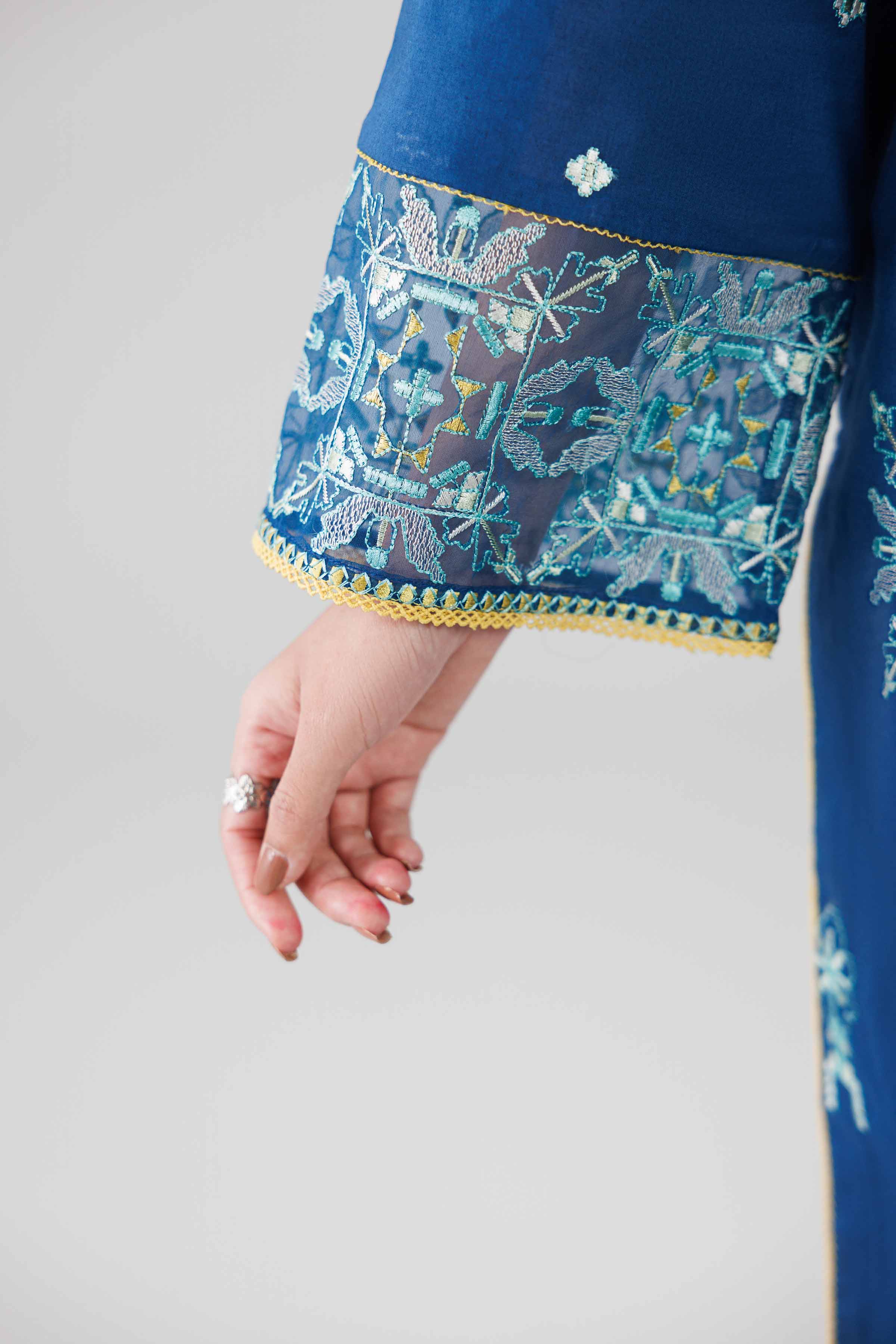 3 Piece - Digital Printed Embroidered Suit - 42601829 Blue Lawn 3PC Embroidered