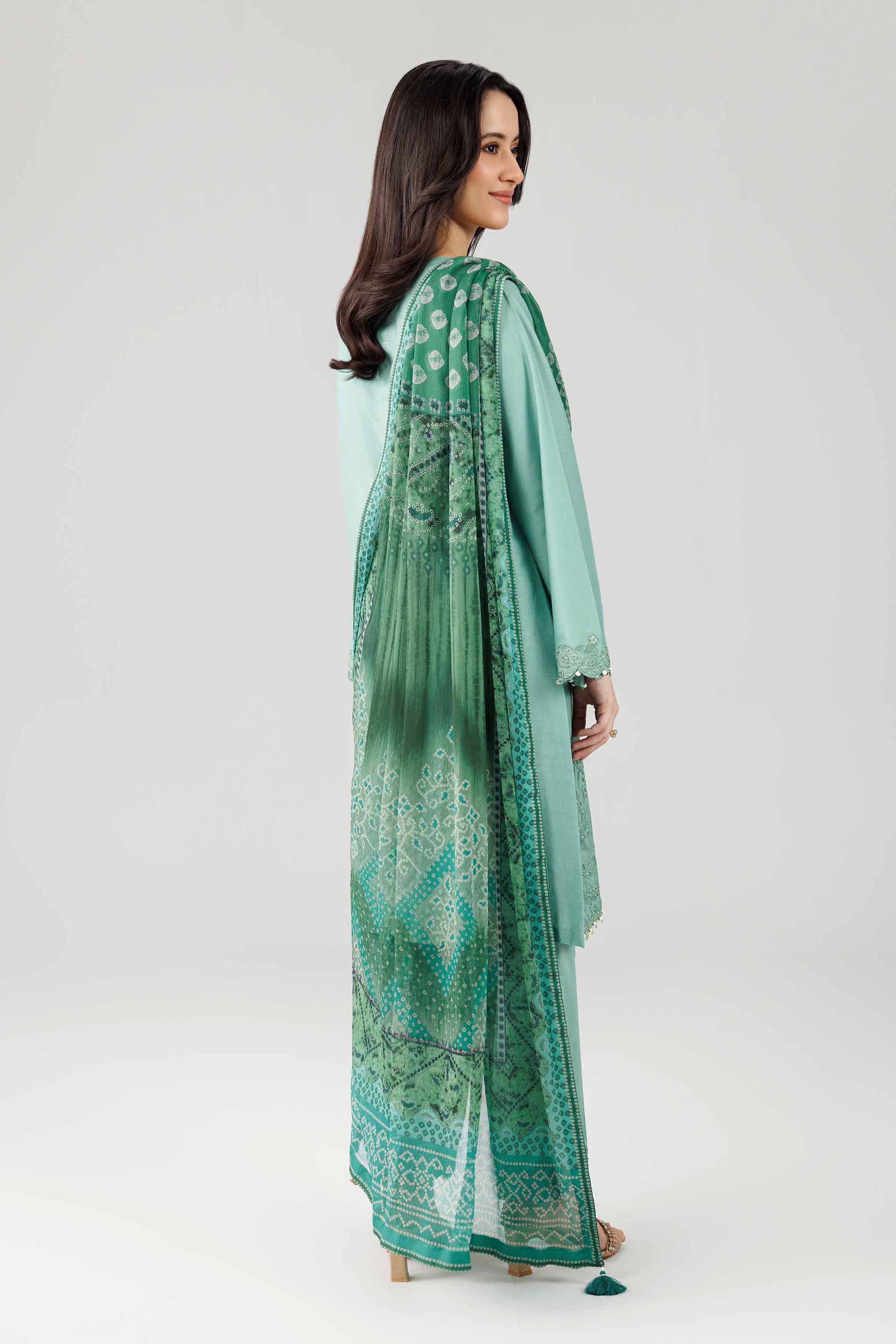 3 Piece - Digital Printed Embroidered Suit - 42601830 Green Lawn 3PC Embroidered