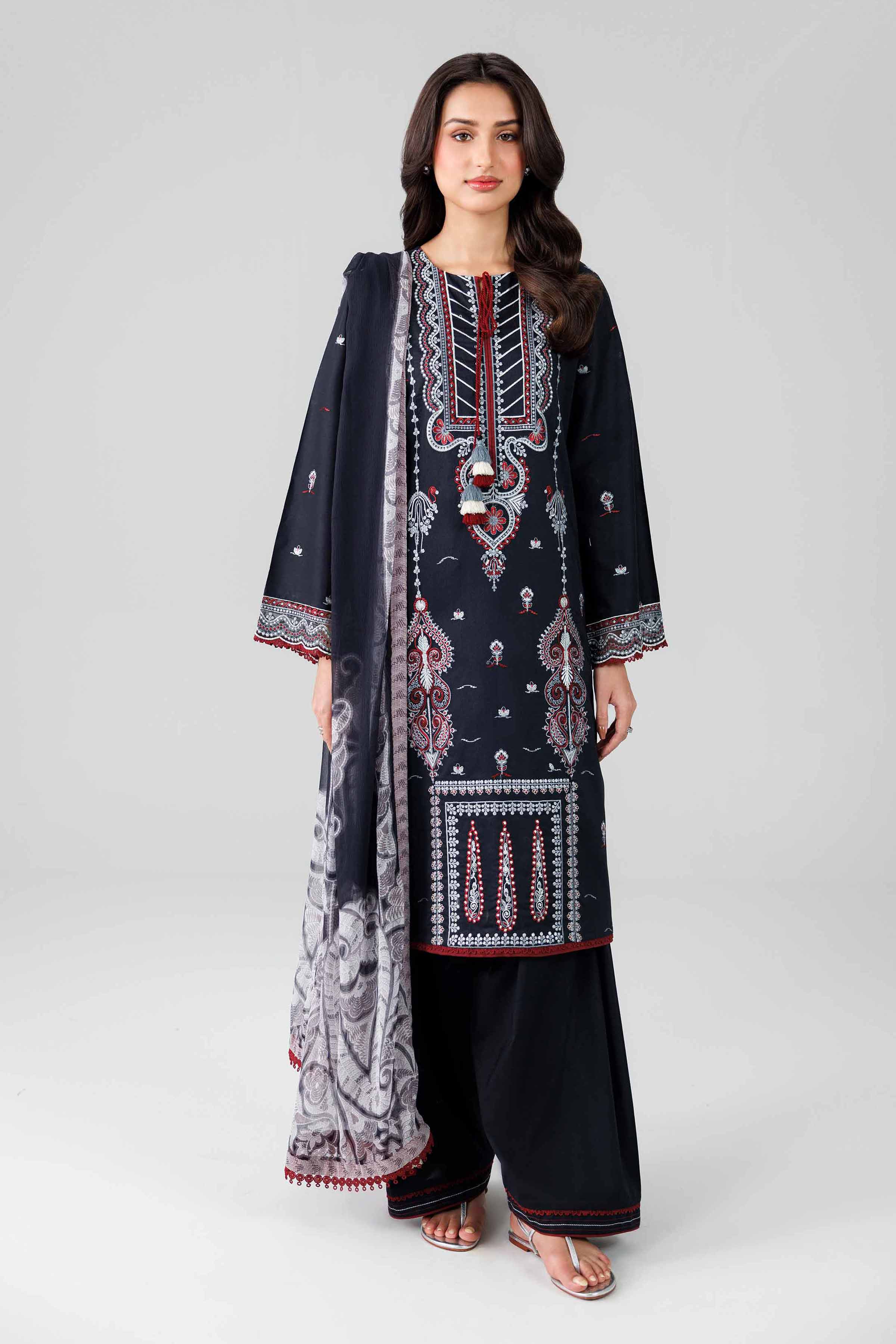 3 Piece - Digital Printed Embroidered Suit - 42601833 Nishat UAE Black Lawn 3PC Embroidered