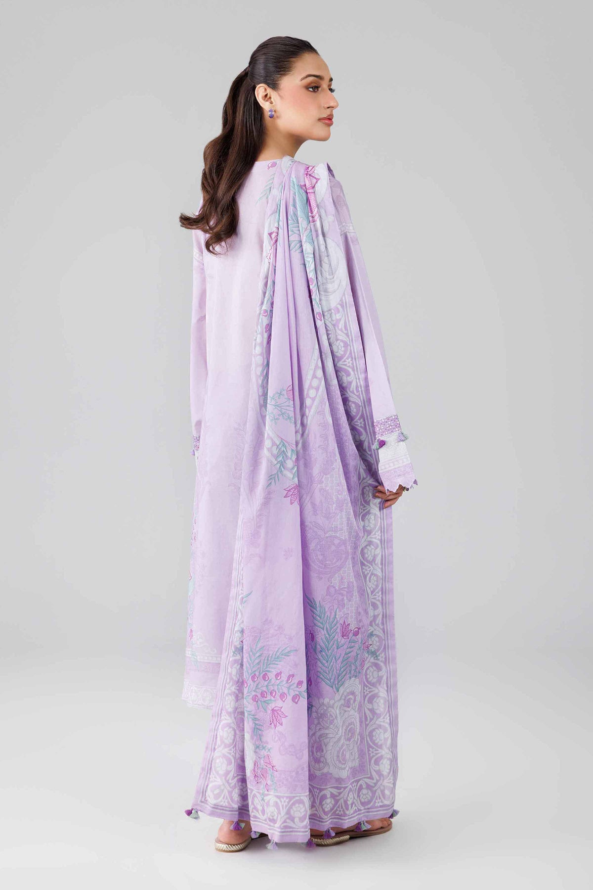 NISHAT UAE 3Pc Embroidered Unstitched Women Purple Lawn Suit