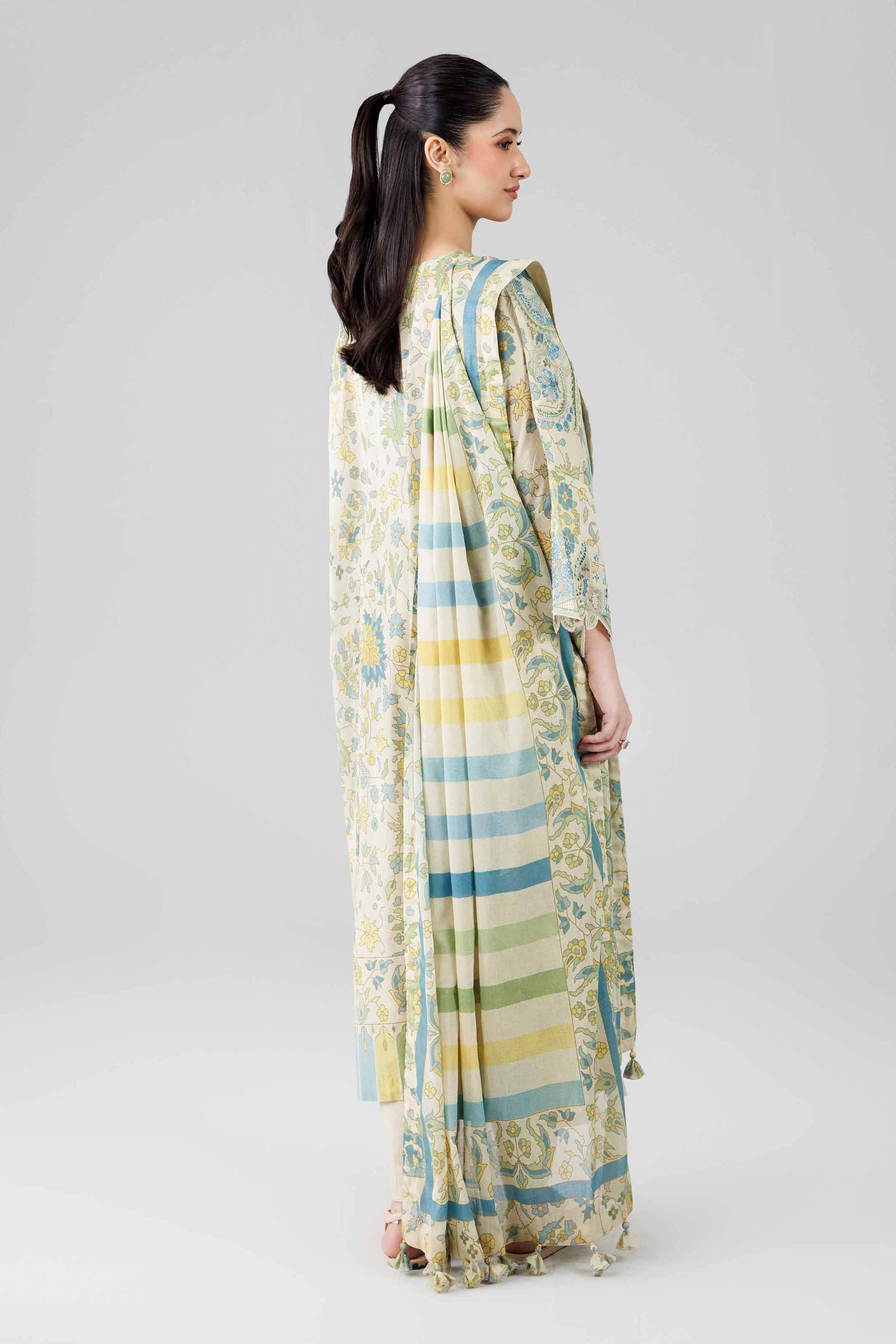 3 Piece - Digital Printed Embroidered Suit - 42601838 Yellow Lawn 3PC Embroidered
