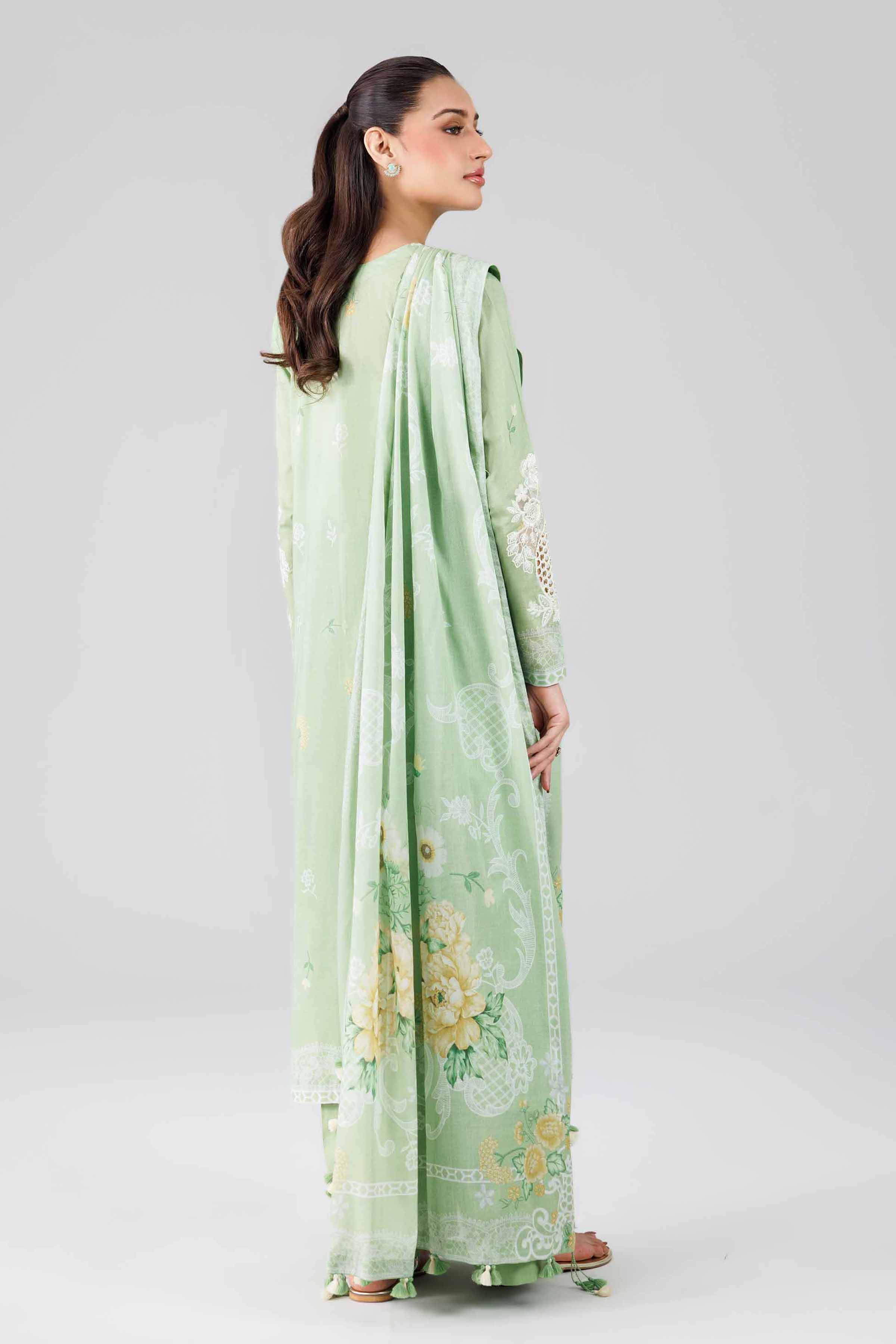 3 Piece - Digital Printed Embroidered Suit - 42601840 Green Lawn 3PC Embroidered