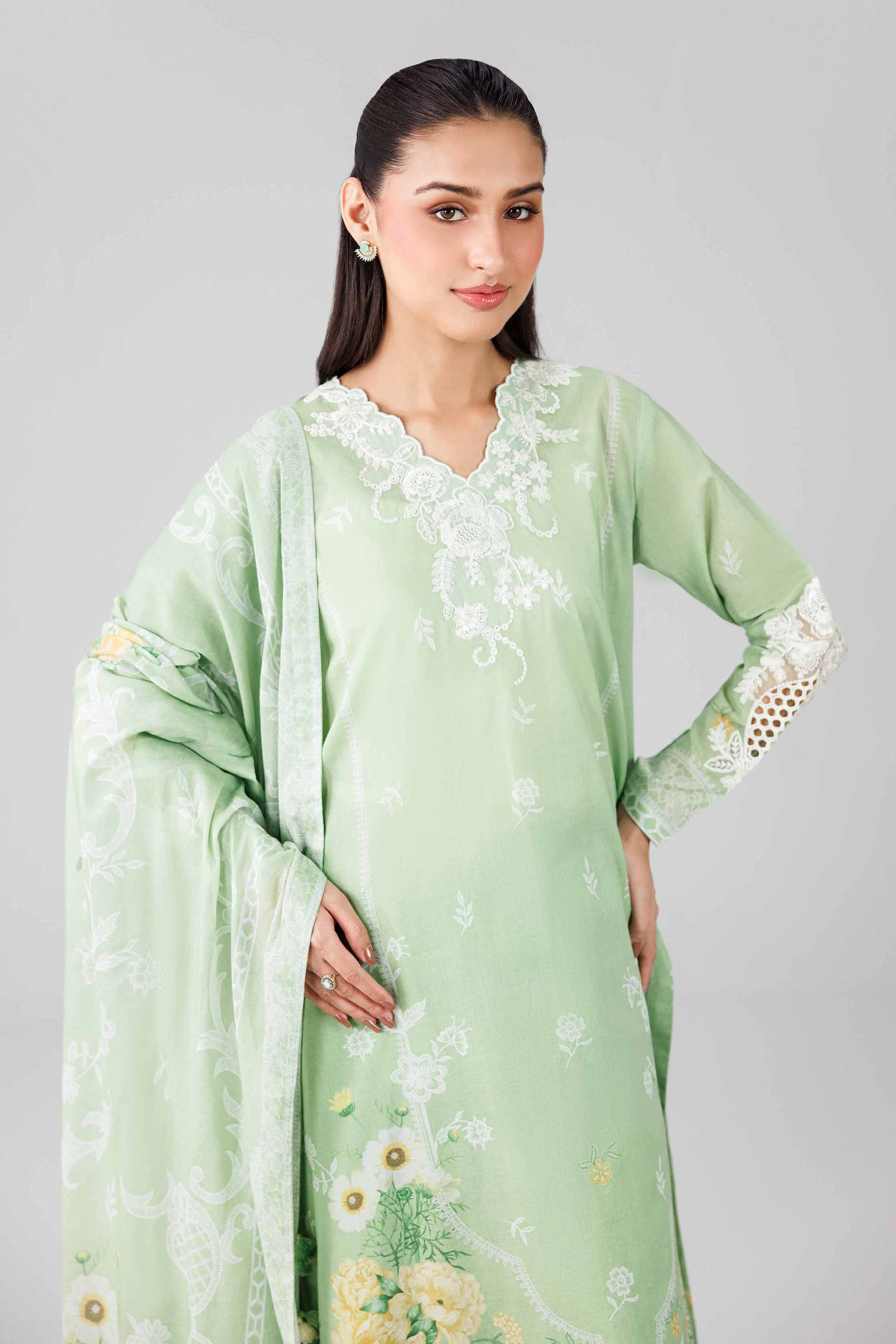 3 Piece - Digital Printed Embroidered Suit - 42601840 Green Lawn 3PC Embroidered