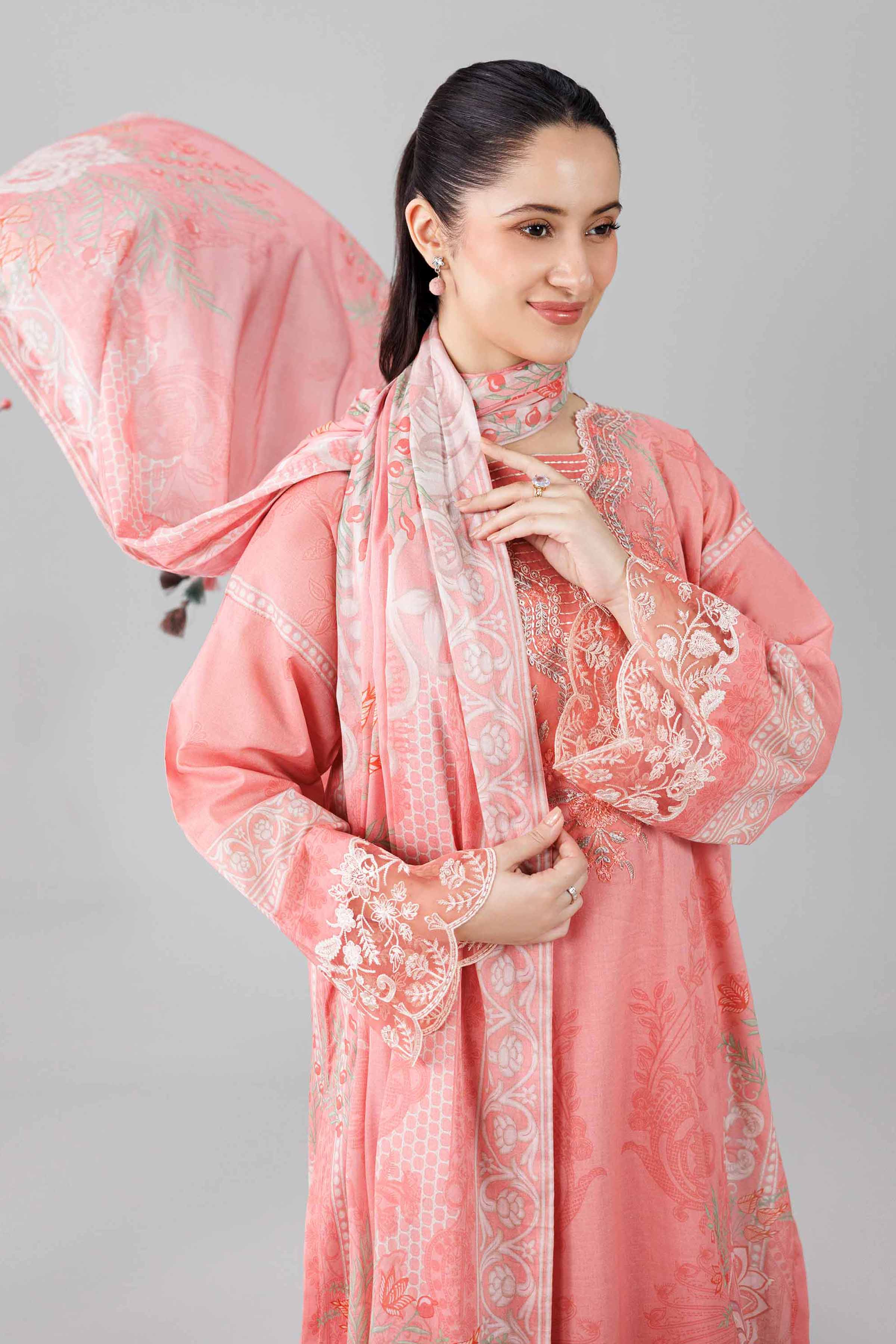 3 Piece - Digital Printed Embroidered Suit - 42601841 Pink Lawn 3PC Embroidered