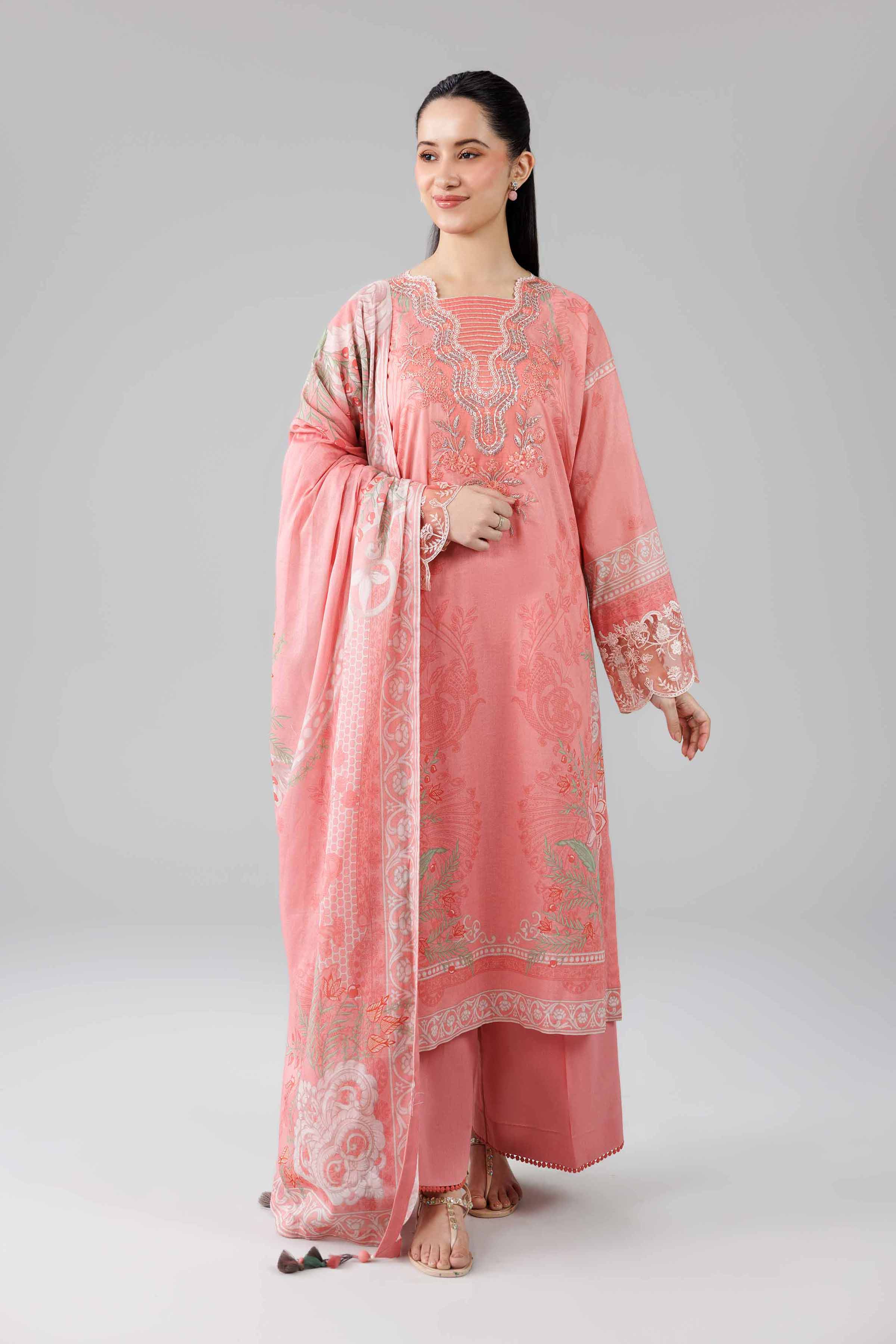 3 Piece - Digital Printed Embroidered Suit - 42601841